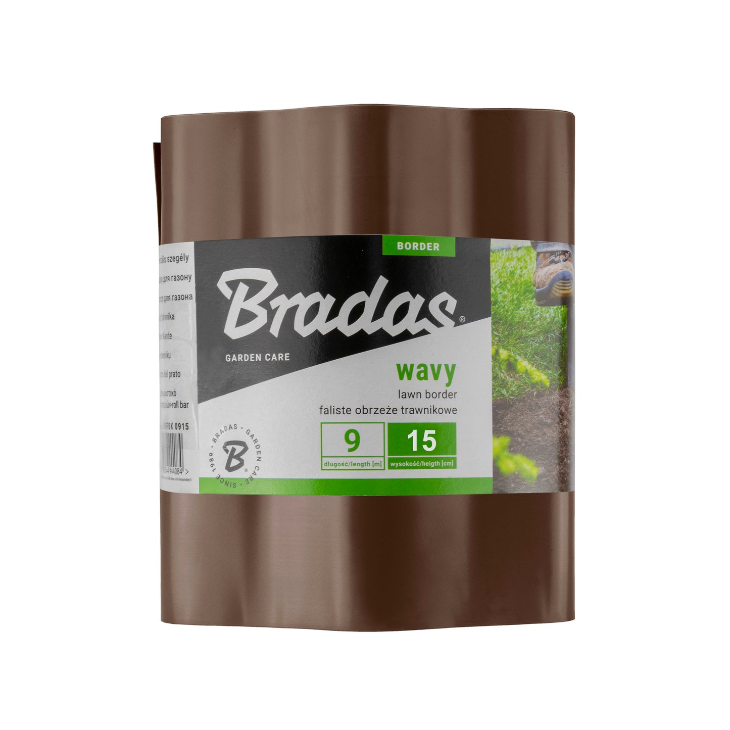 Brown Crinkled Flexible Lawn Edging, 15cm Height