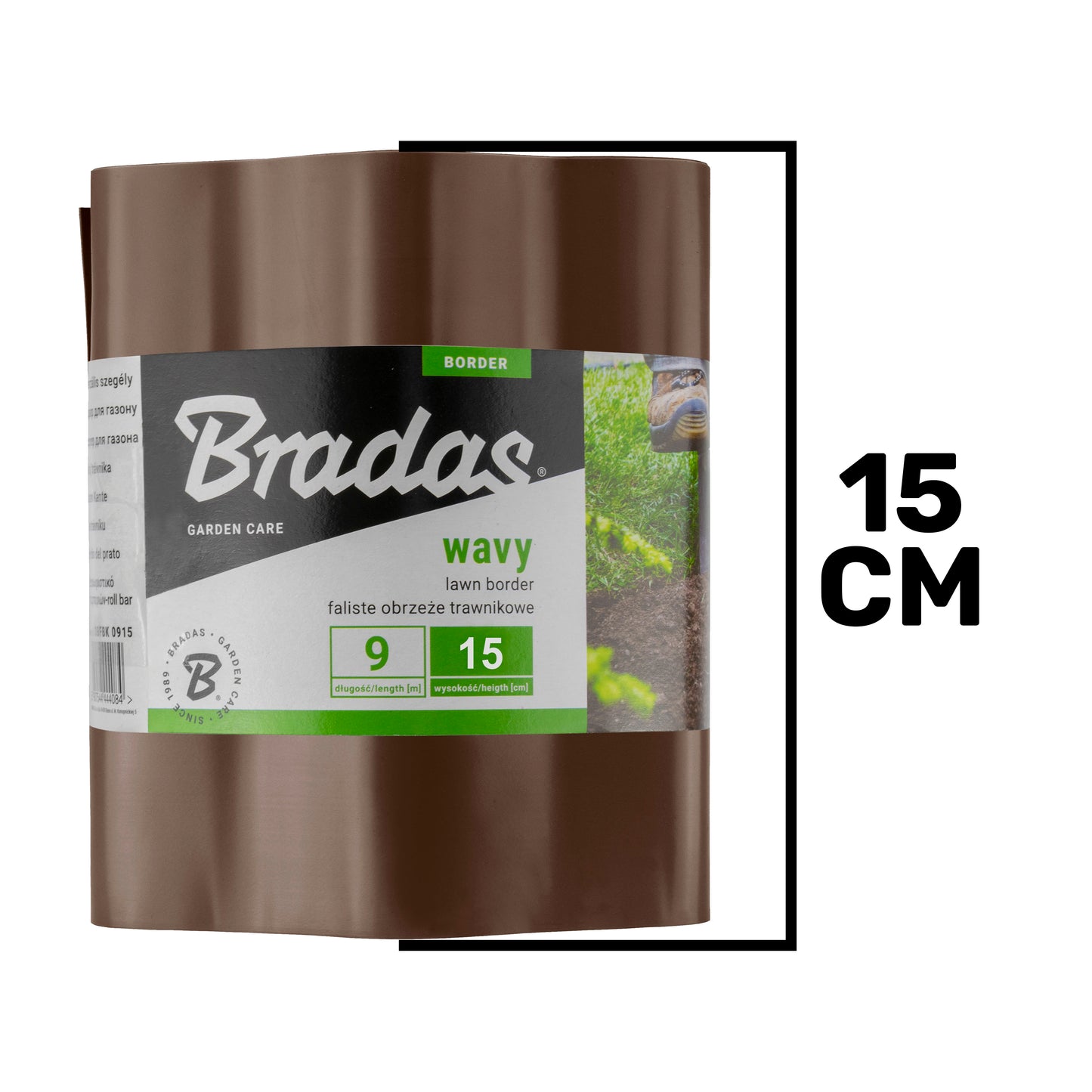 Brown Crinkled Flexible Lawn Edging, 15cm Height