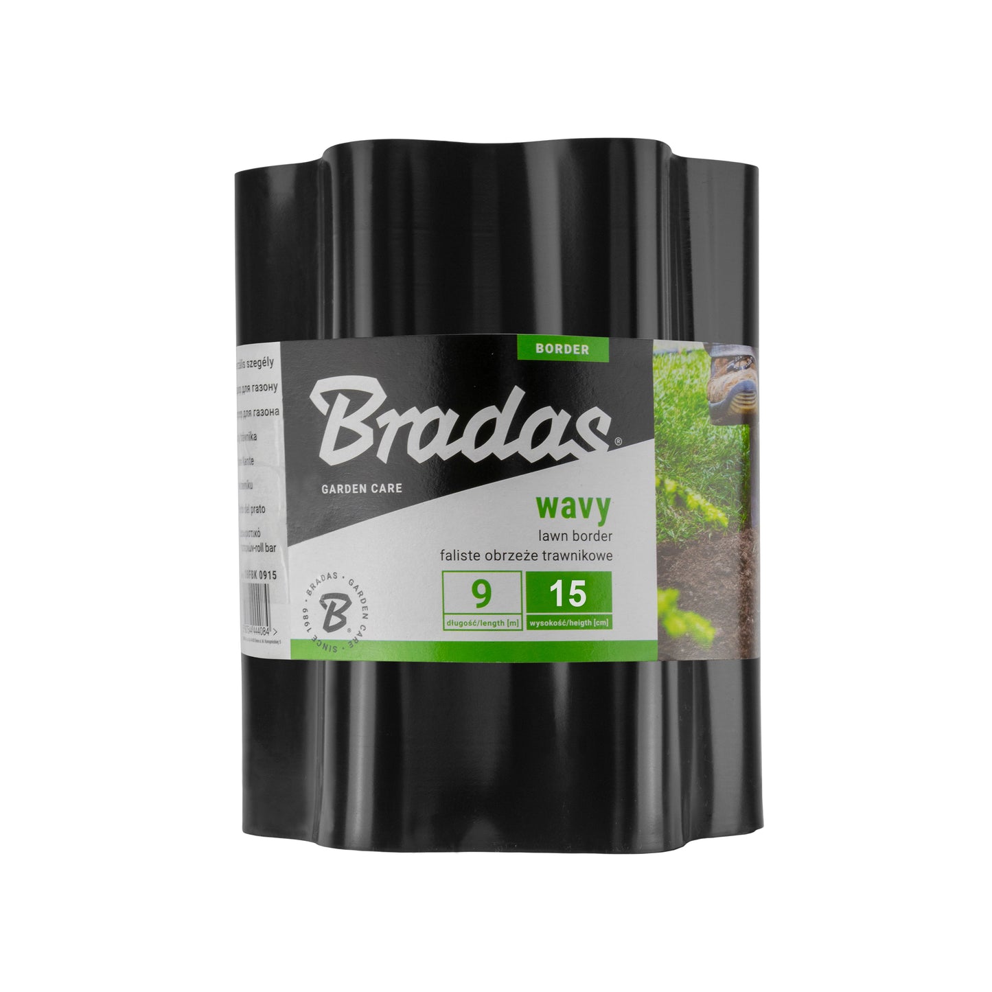 Black Crinkled Flexible Lawn Edging, 15cm Height