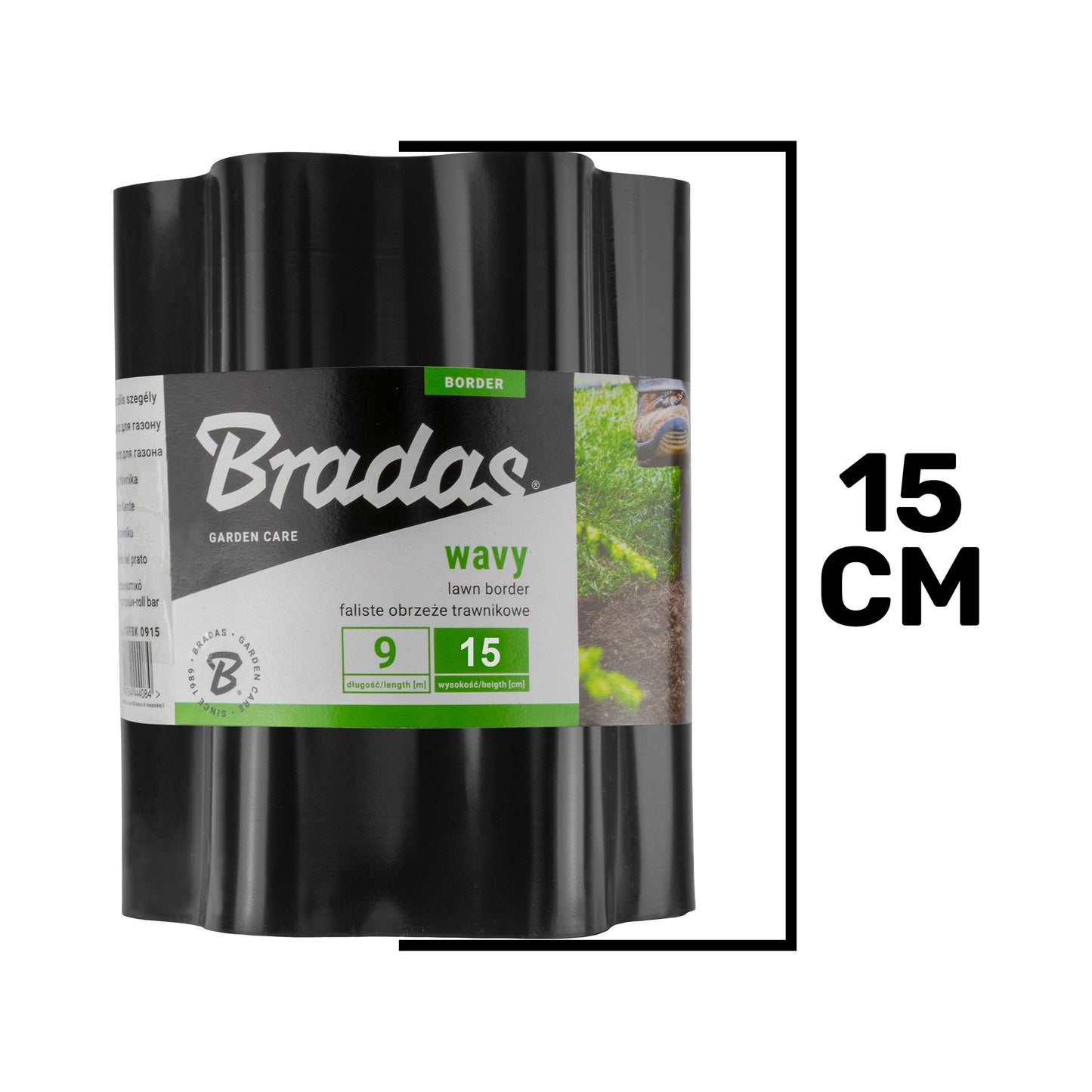 Black Crinkled Flexible Lawn Edging, 15cm Height