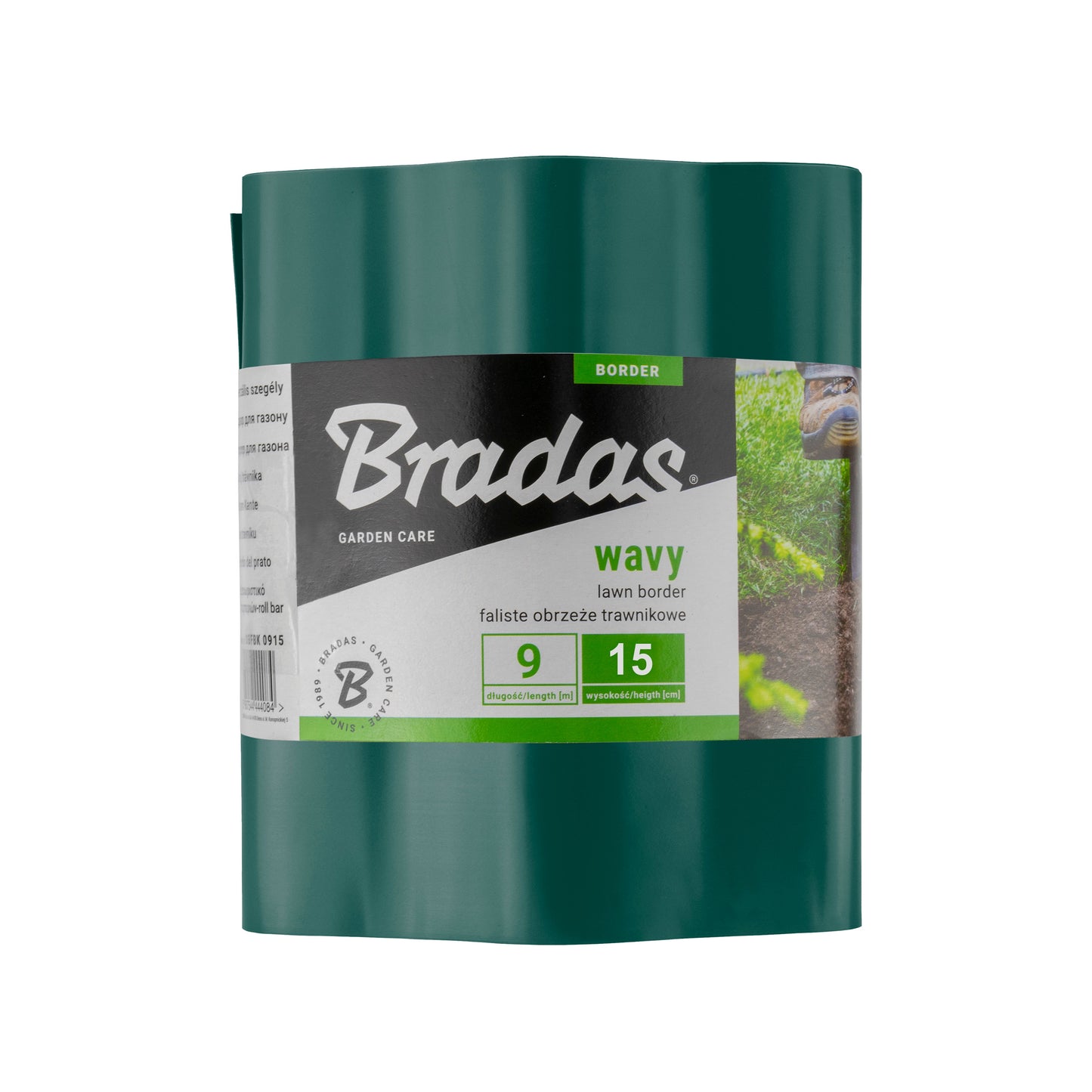 Green Crinkled Flexible Lawn Edging, 15cm Height