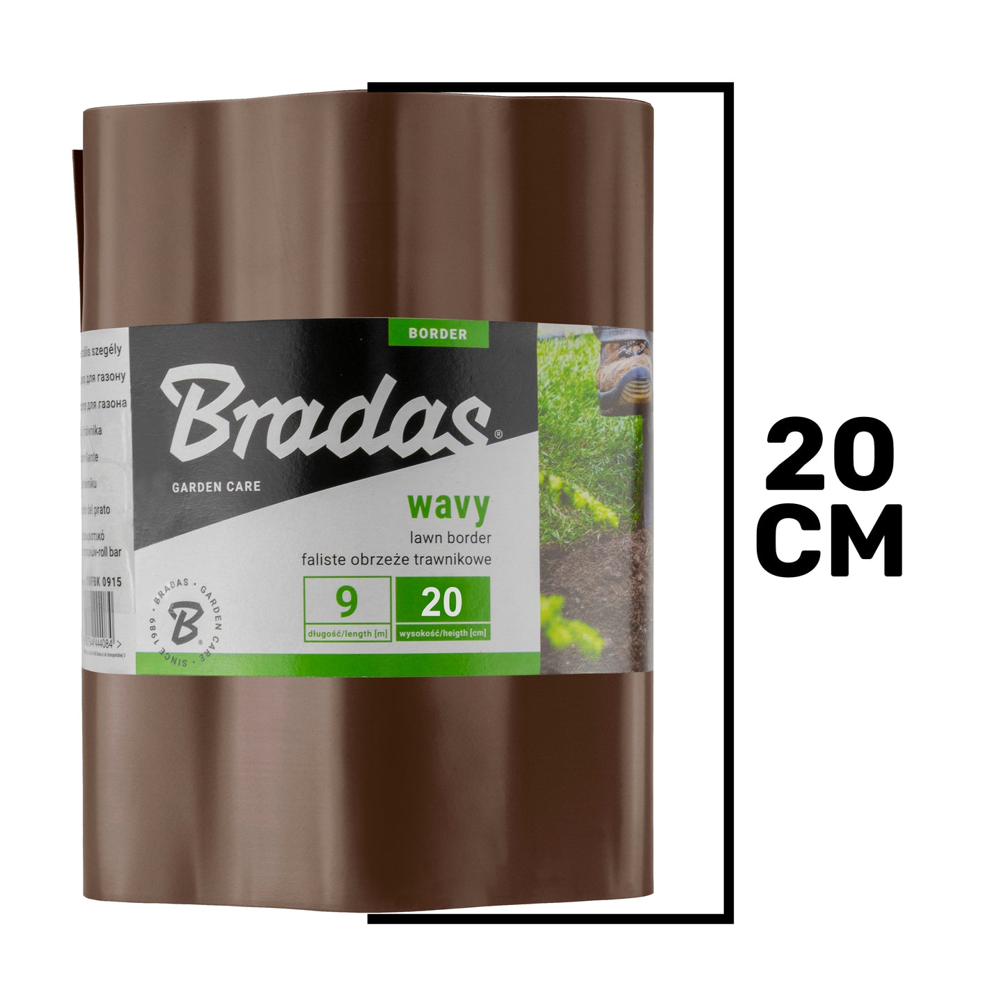 Brown Crinkled Flexible Lawn Edging, 20cm Height