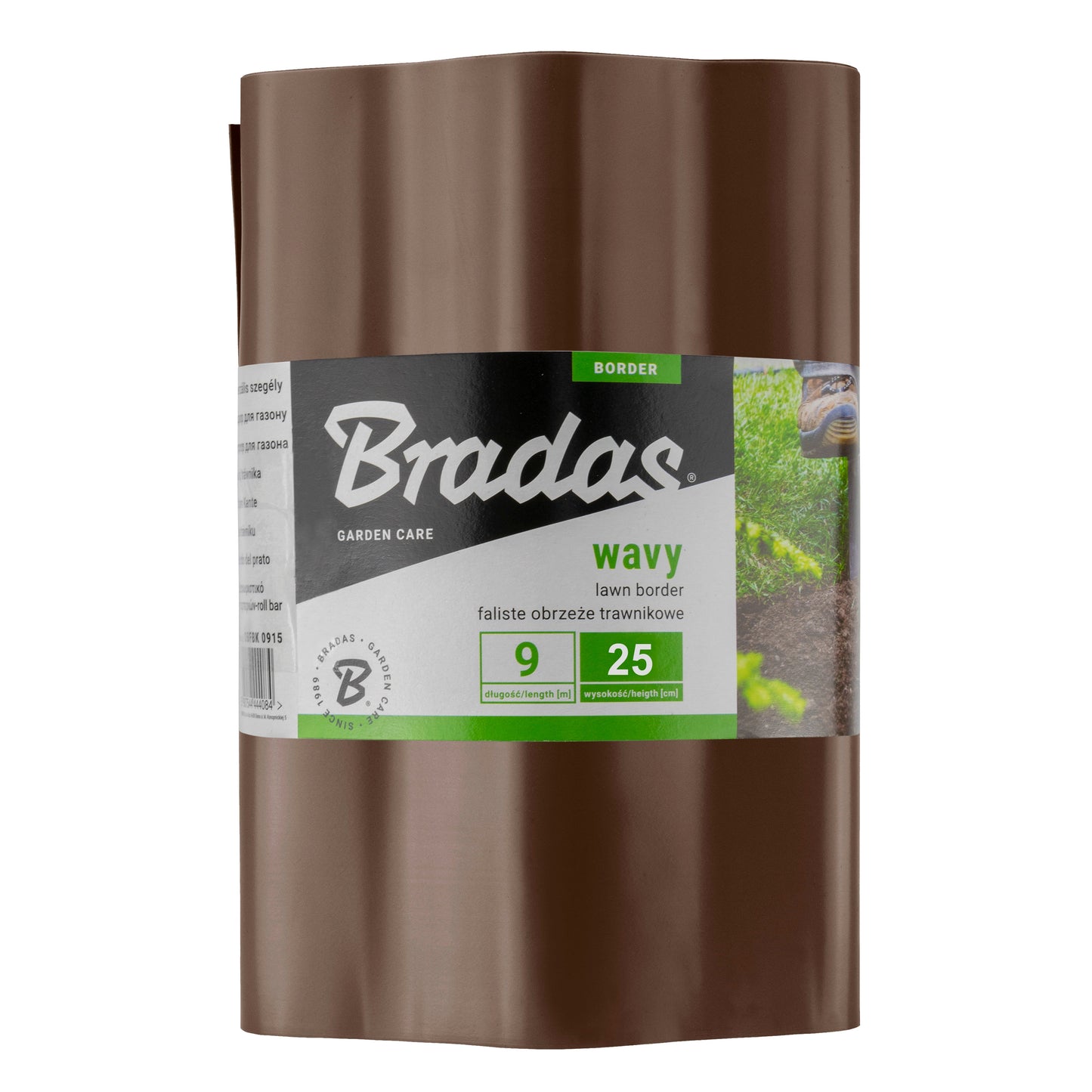 Brown Crinkled Flexible Lawn Edging, 25cm Height
