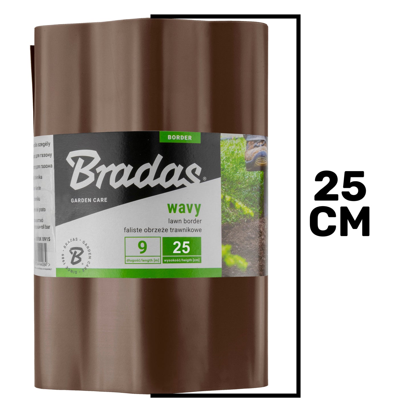 Brown Crinkled Flexible Lawn Edging, 25cm Height