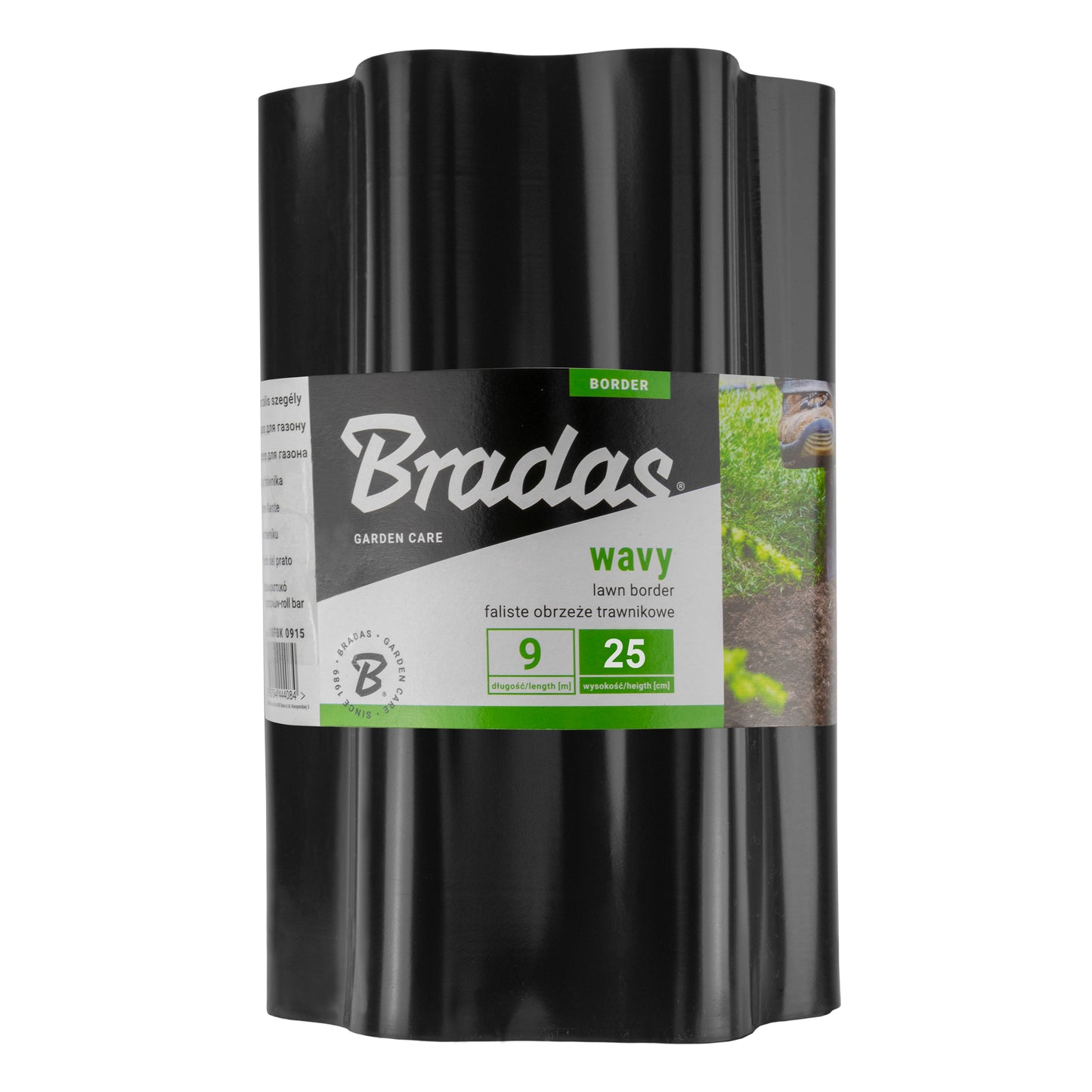 Black Crinkled Flexible Lawn Edging, 25cm Height