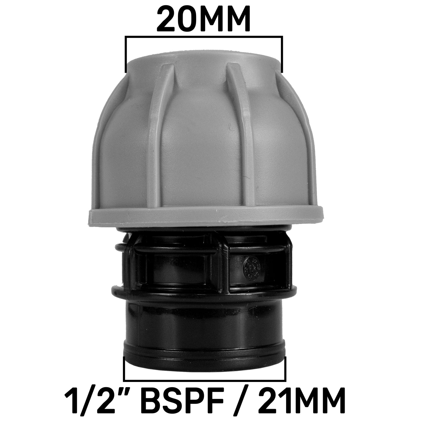 MDPE Straight Connector Coupling, 20mm - 1/2" BSPF