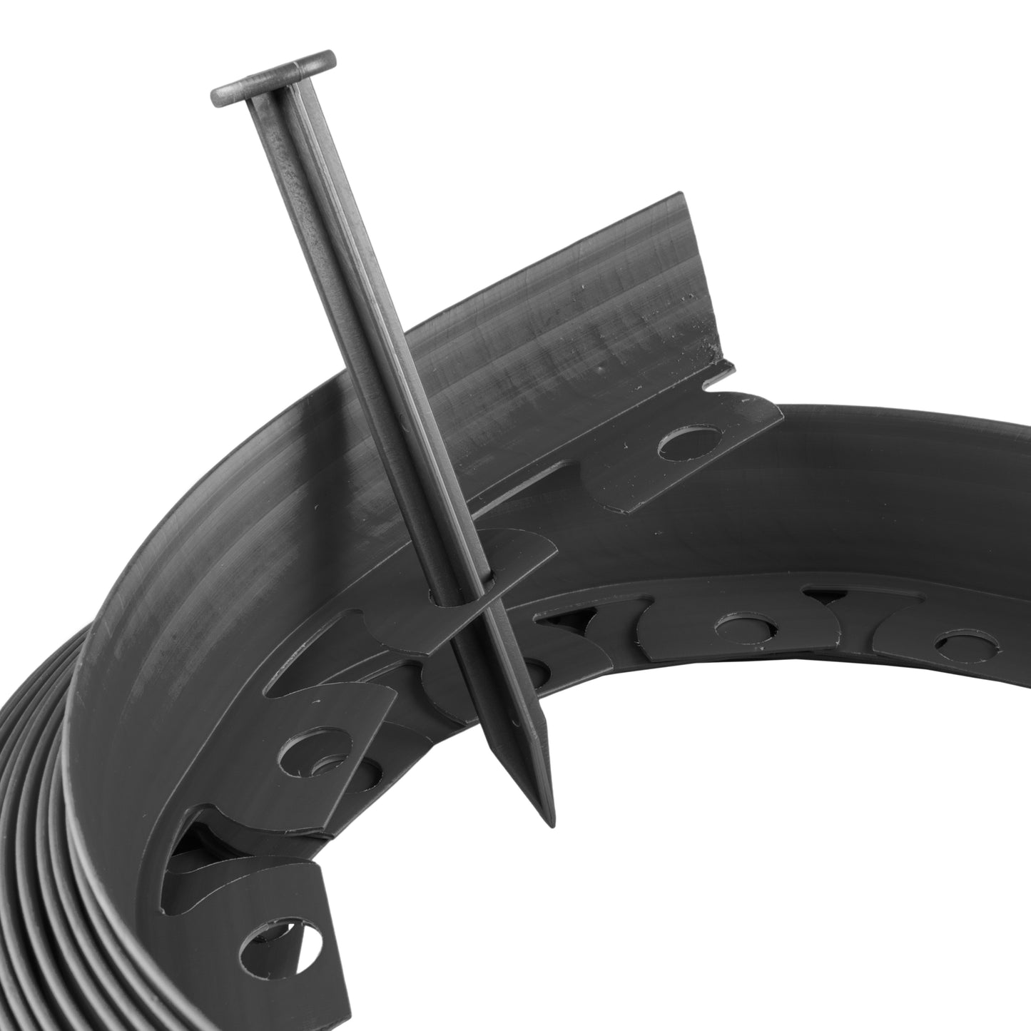 Black Curved Lawn Edging Set with Pegs, 40mm Height