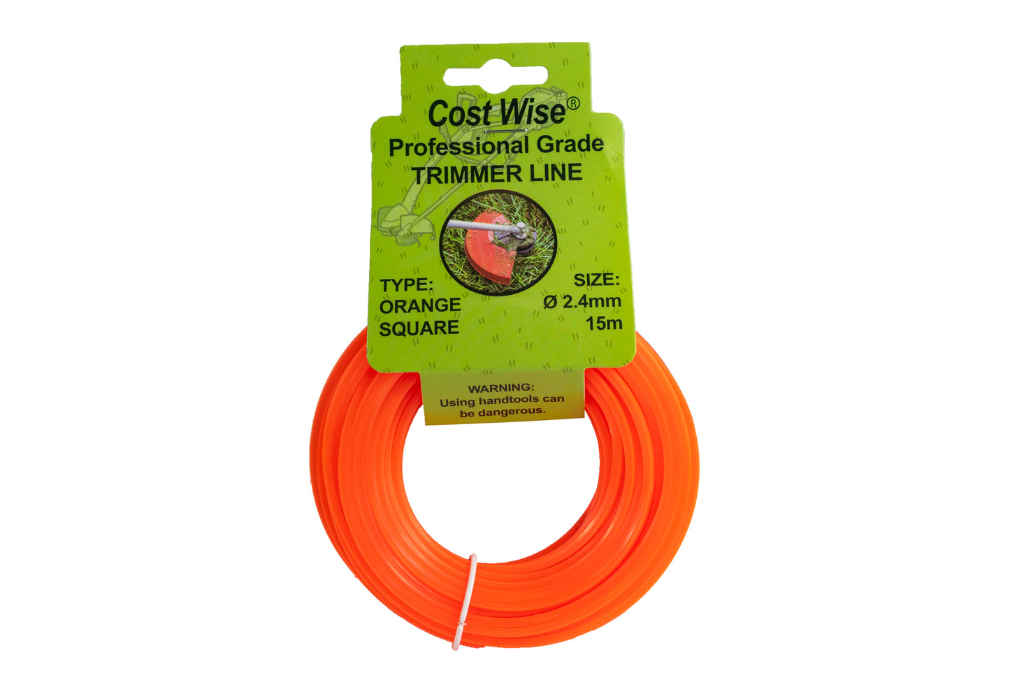 15m Twisted Orange Square Trimmer Line, 2.4mm