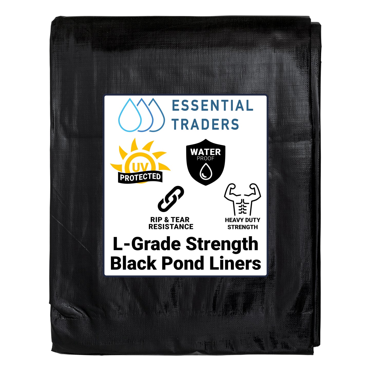 1m x 1m Black Pond Liner, L-Grade 200 GSM