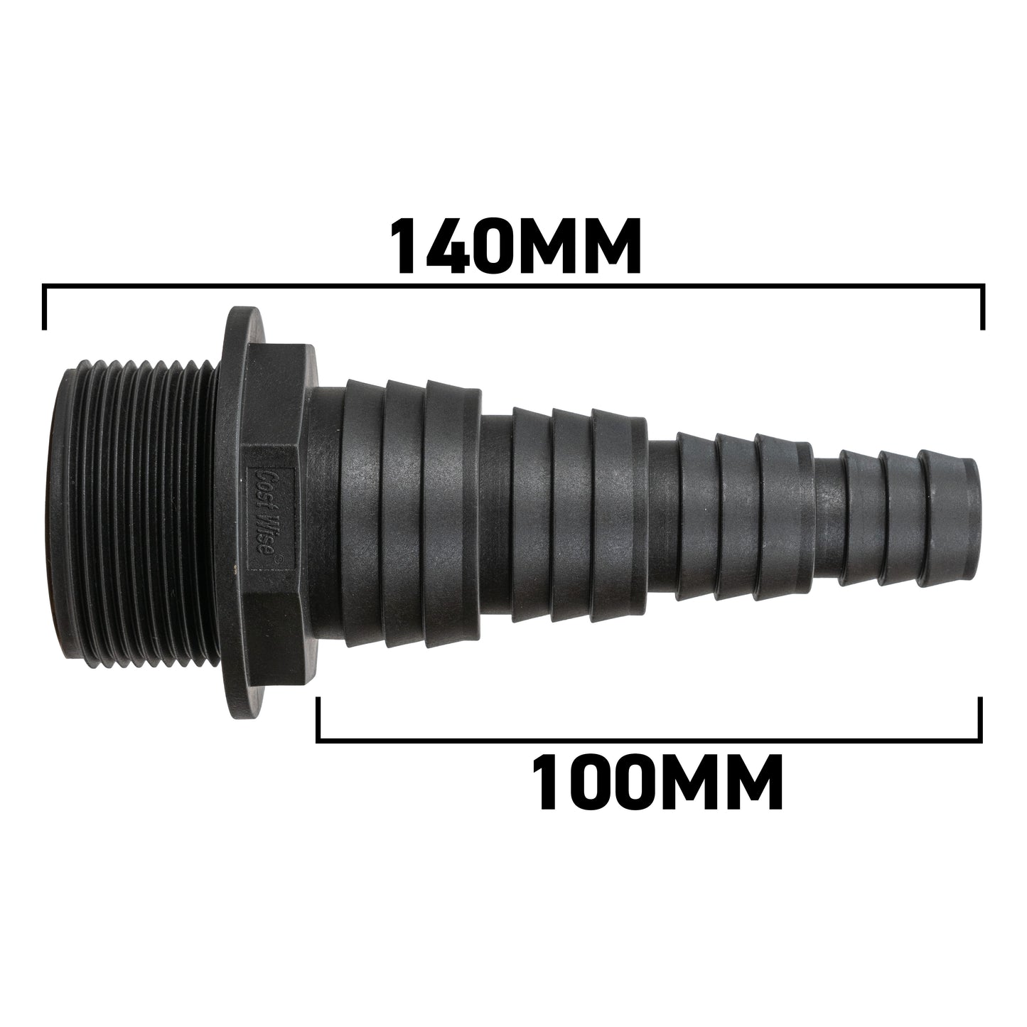 Stepped Barbed Connector for 20mm/ 25mm/ 32mm/ 40mm Hose, 1.5" BSPM