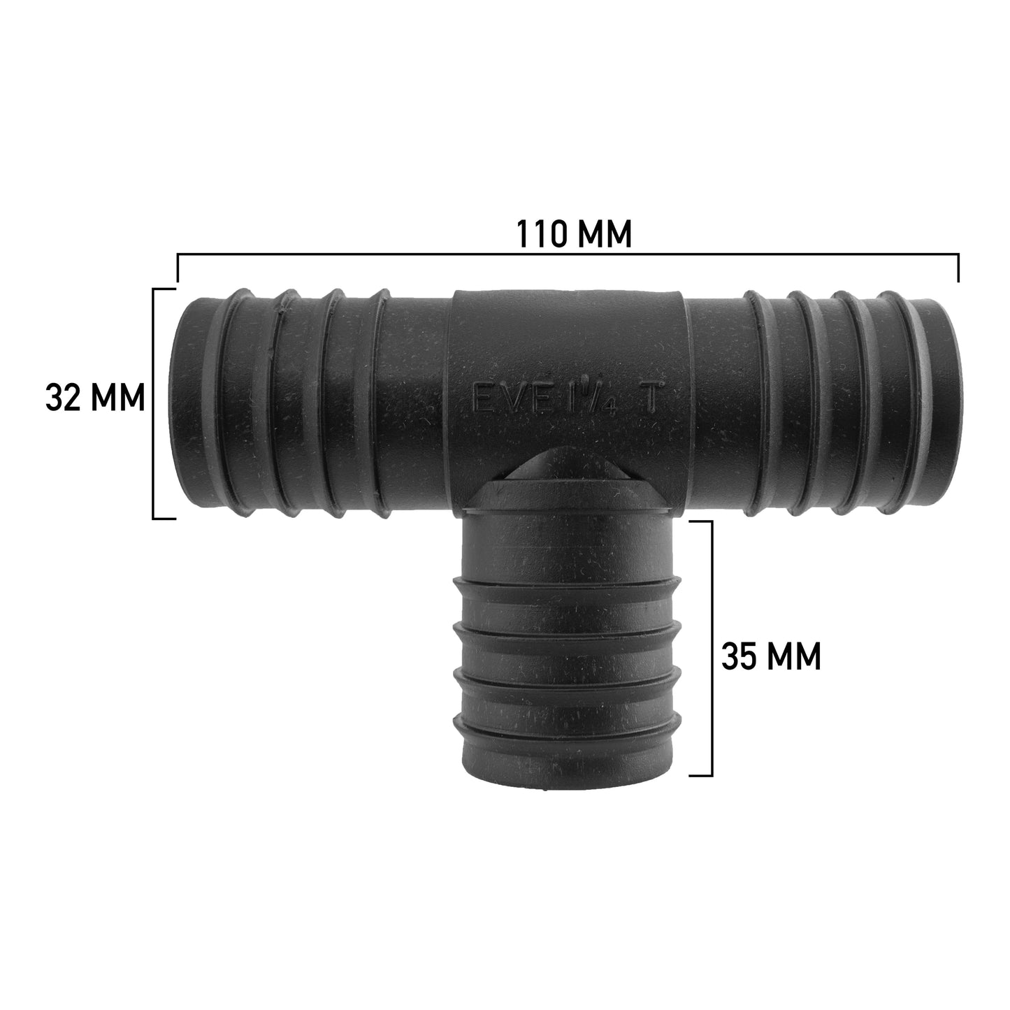 Plastic 3-way Barbed Tee Splitter, 32mm
