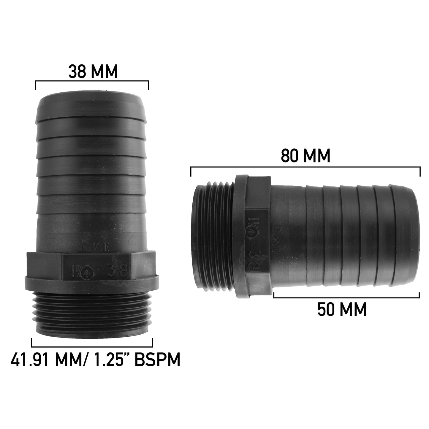 38mm Barbed Adapter with 1.25" BSP Male Thread