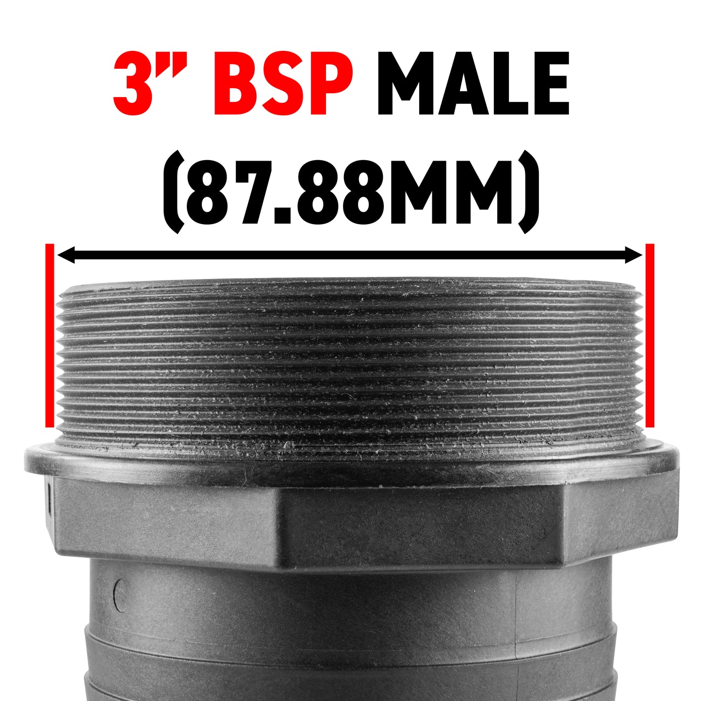 75mm Barbed Adapter with 3" BSP Male Thread