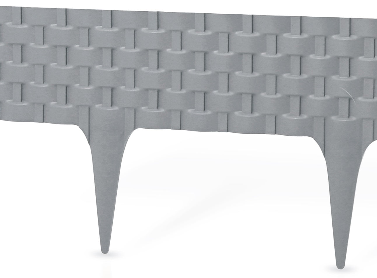 Grey Rattan Texture Palisade Lawn Edging, 2.4m