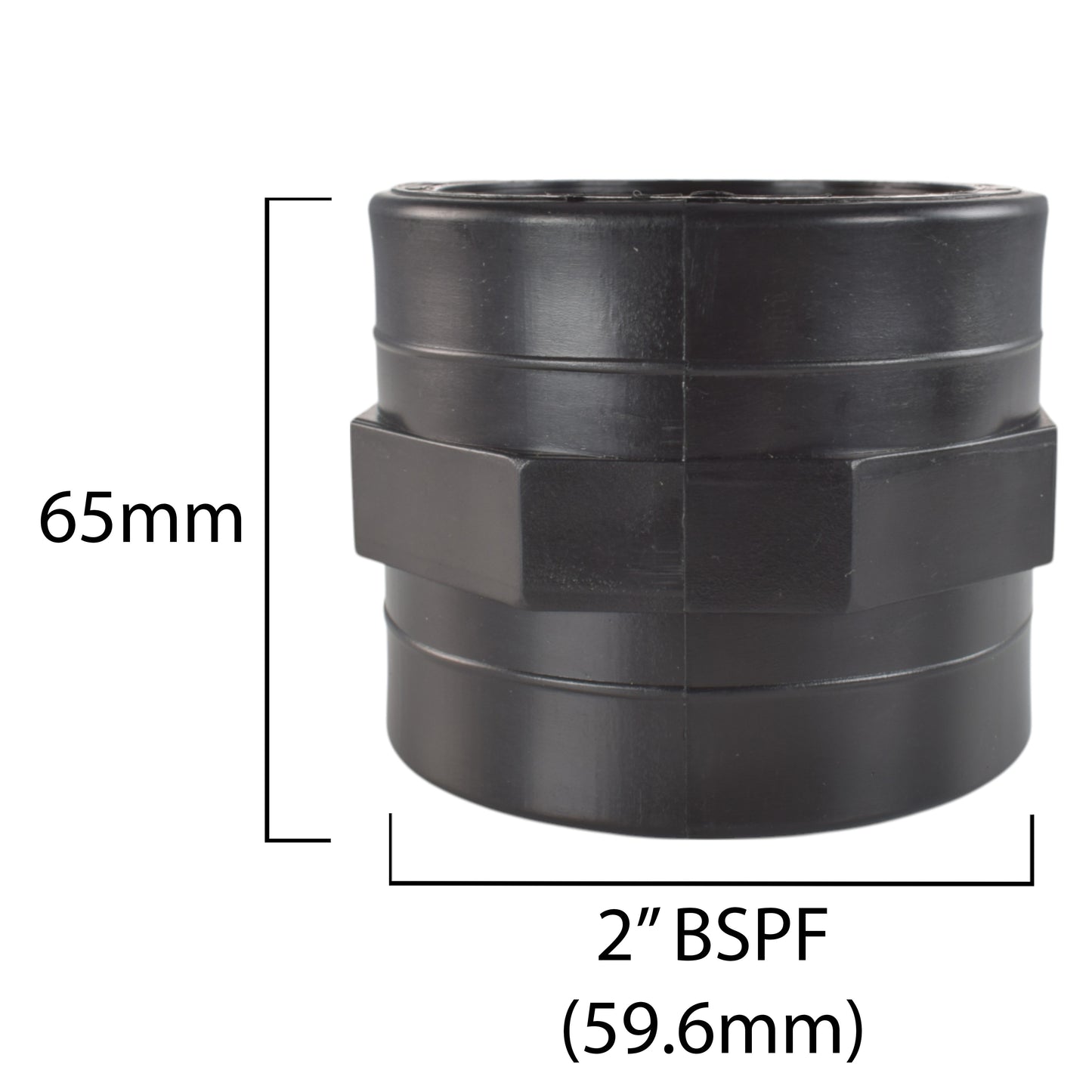 Polypropylene Straight Inline Socket Connector, 2"