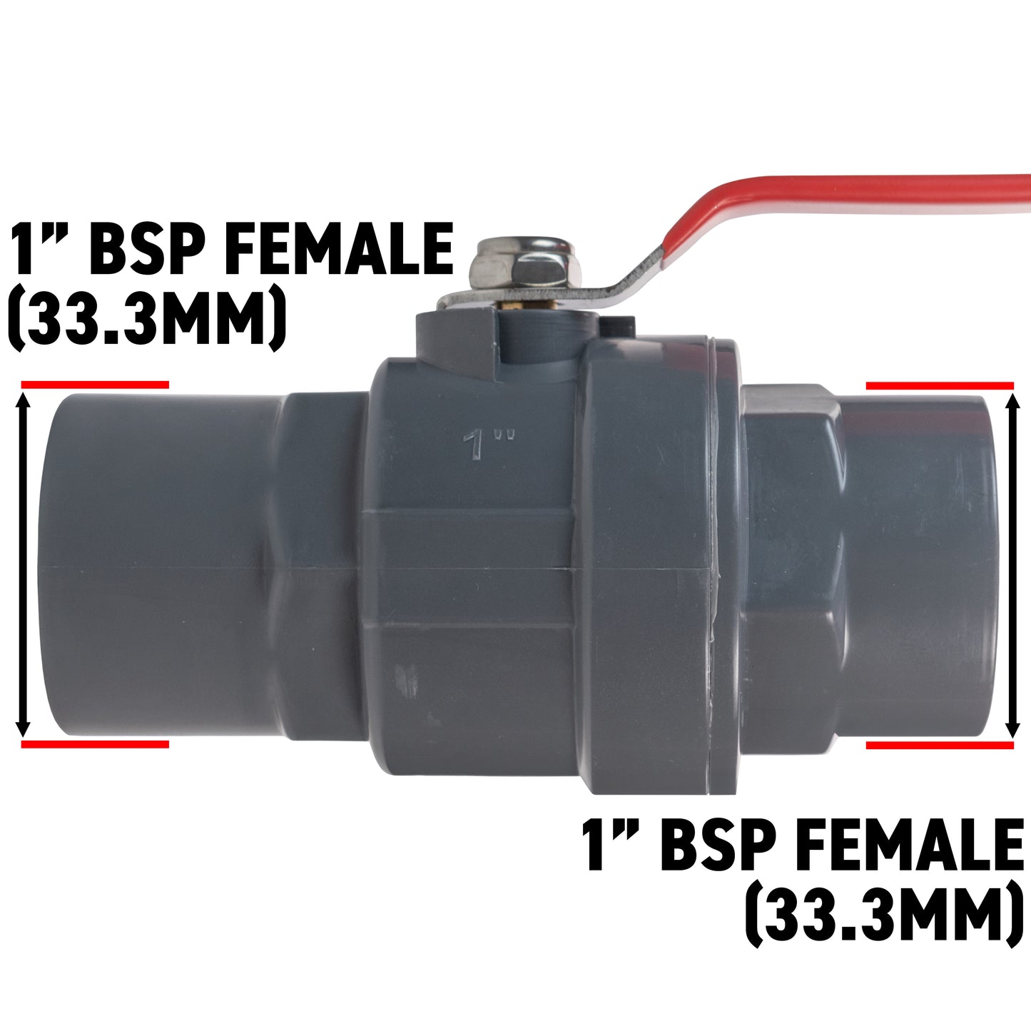 Polypropylene Lever Valve with Stainless Steel Ball, 1"