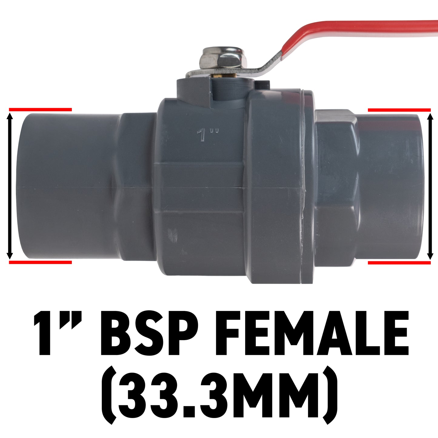 Polypropylene Lever Valve with Stainless Steel Ball, 1"