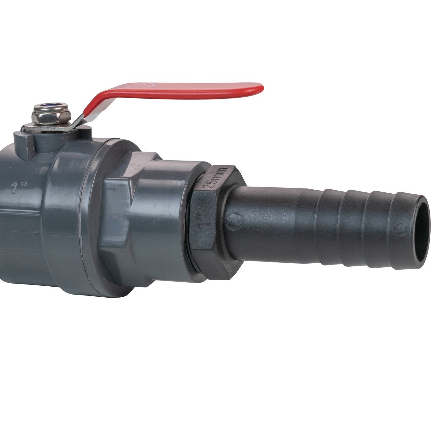 Stainless Steel Ball PP Valve & Barbed Outlet, 1"