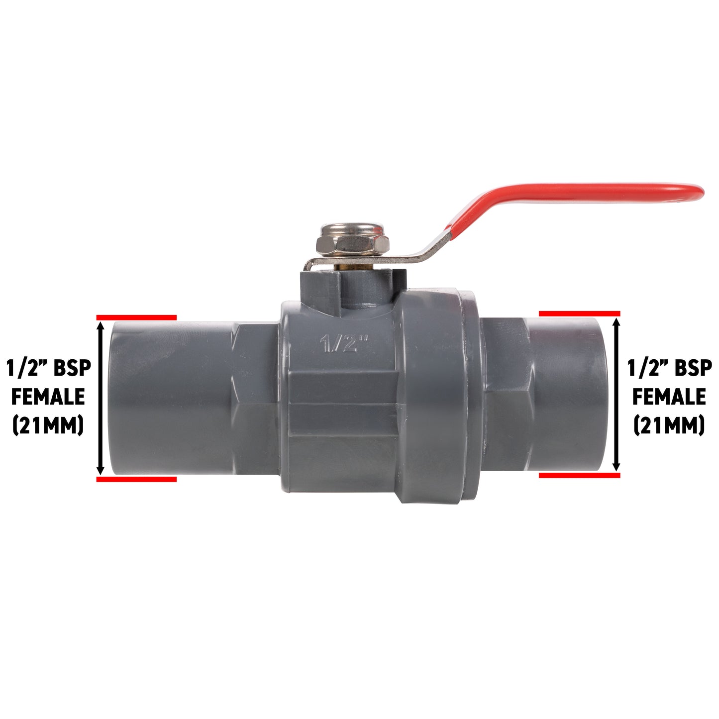 Stainless Steel Ball PP Valve & Barbed Outlet, 1/2"
