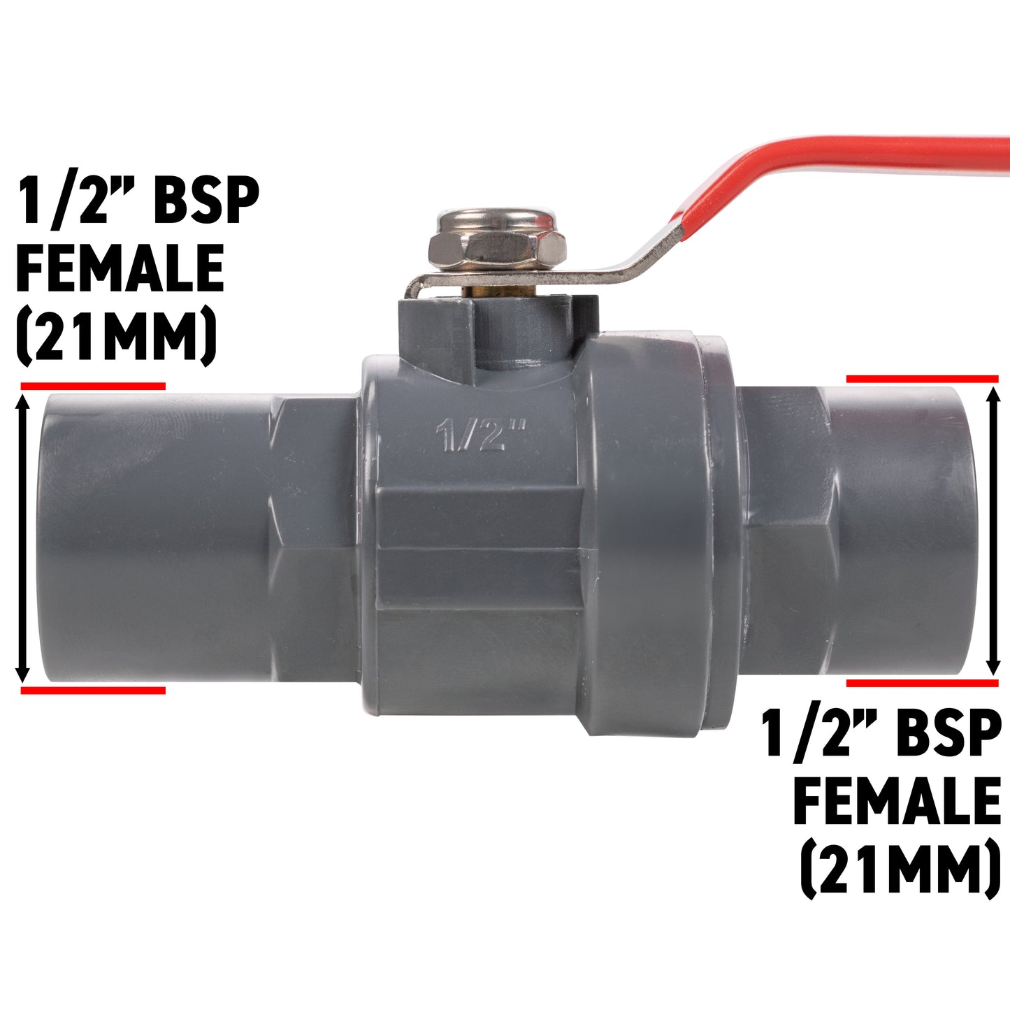 Stainless Steel Ball PP Valve & Barbed Outlet, 1/2"
