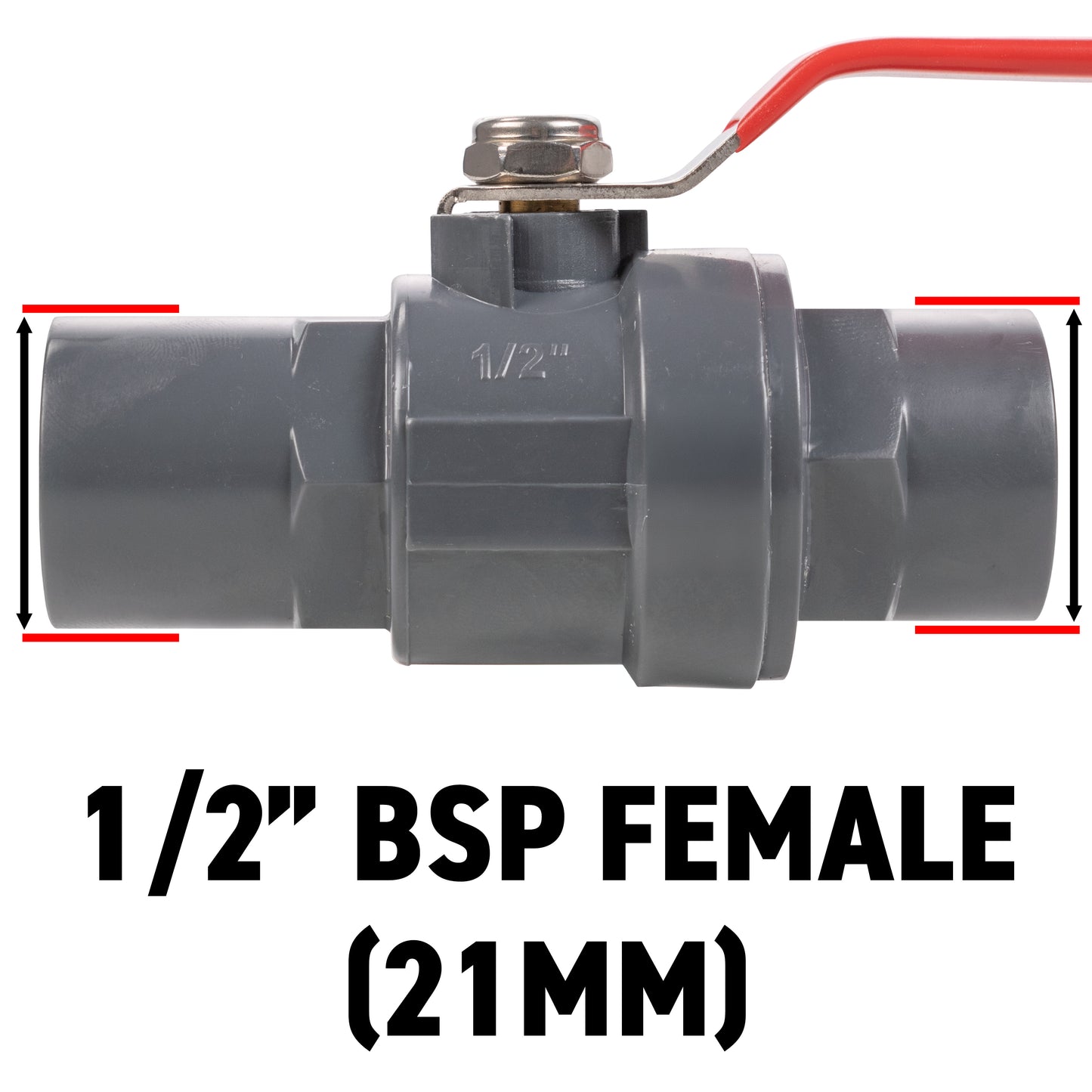 Stainless Steel Ball PP Valve & Barbed Outlet, 1/2"