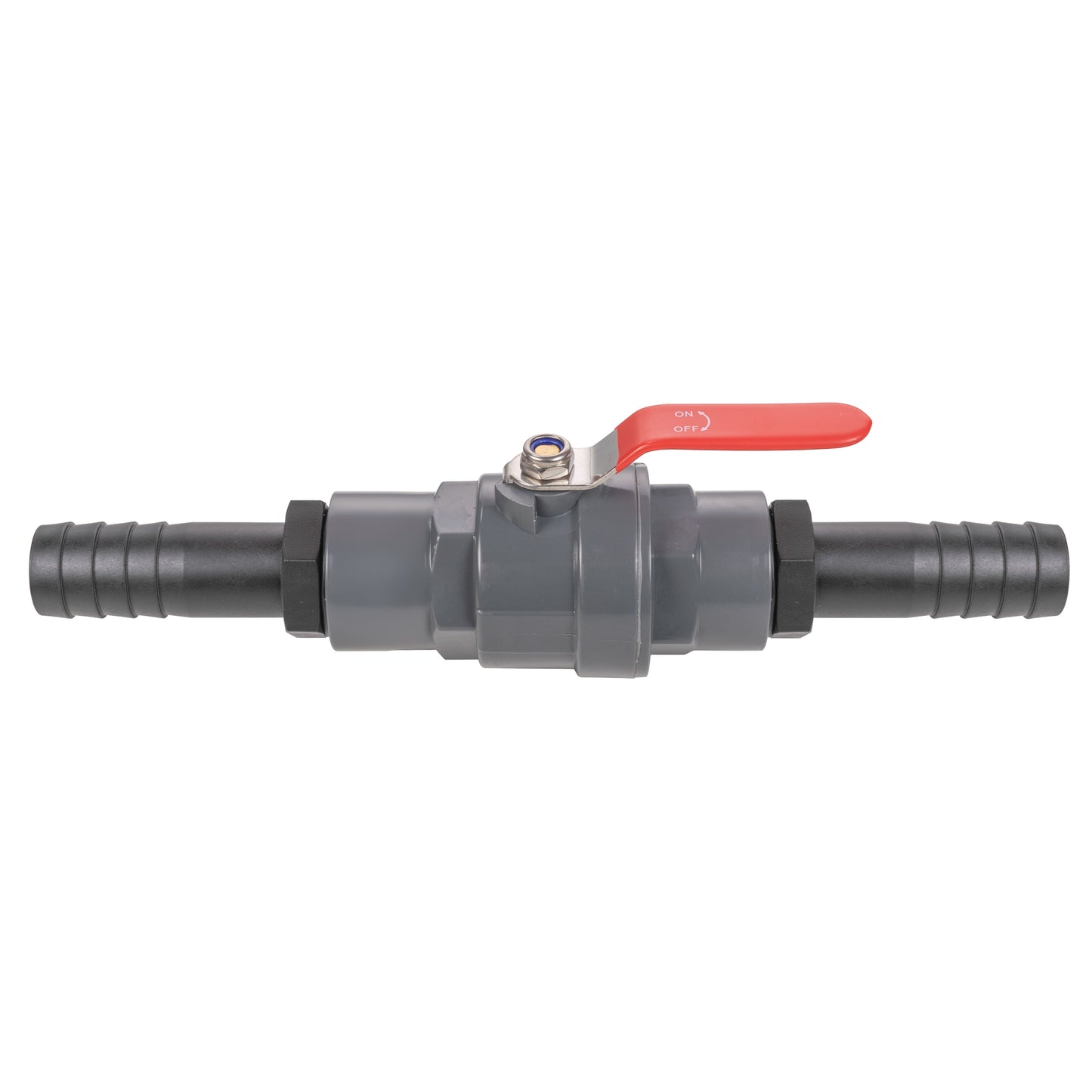 Stainless Steel Ball PP Valve & Barbed Outlet, 1/2"