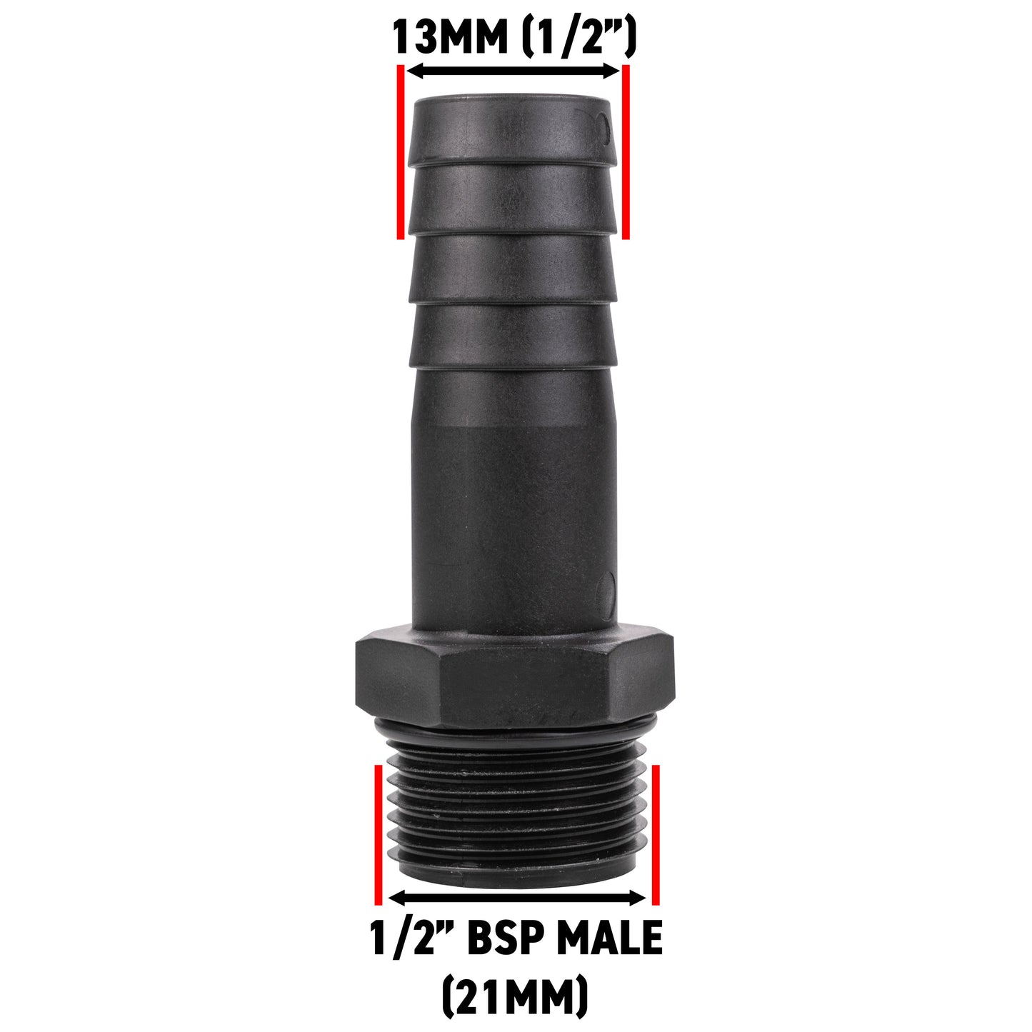 Stainless Steel Ball PP Valve & Barbed Outlet, 1/2"