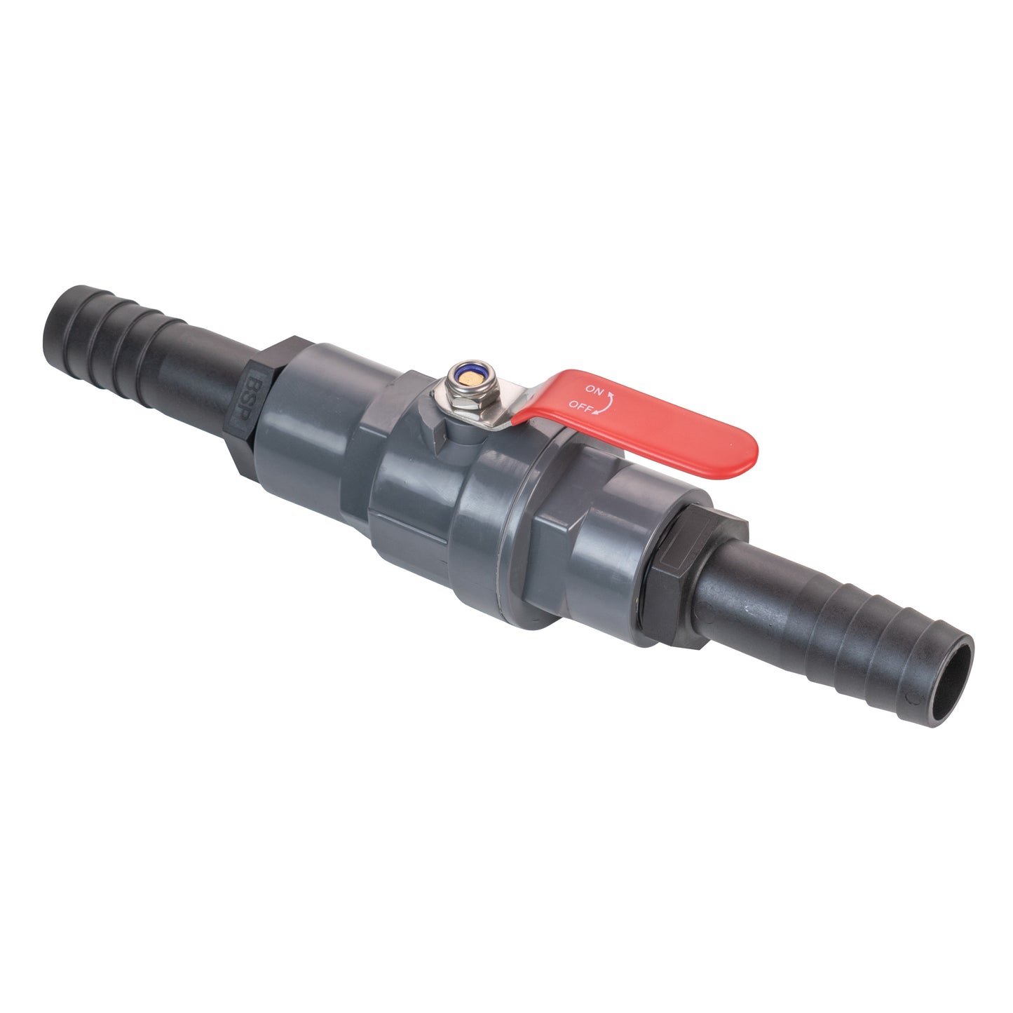 Stainless Steel Ball PP Valve & Barbed Outlet, 1/2"