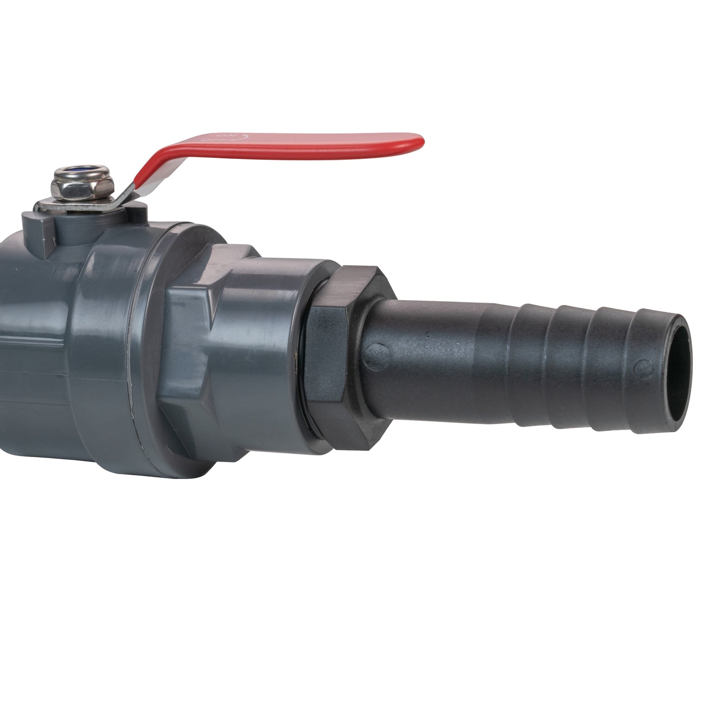 Stainless Steel Ball PP Valve & Barbed Outlet, 1/2"