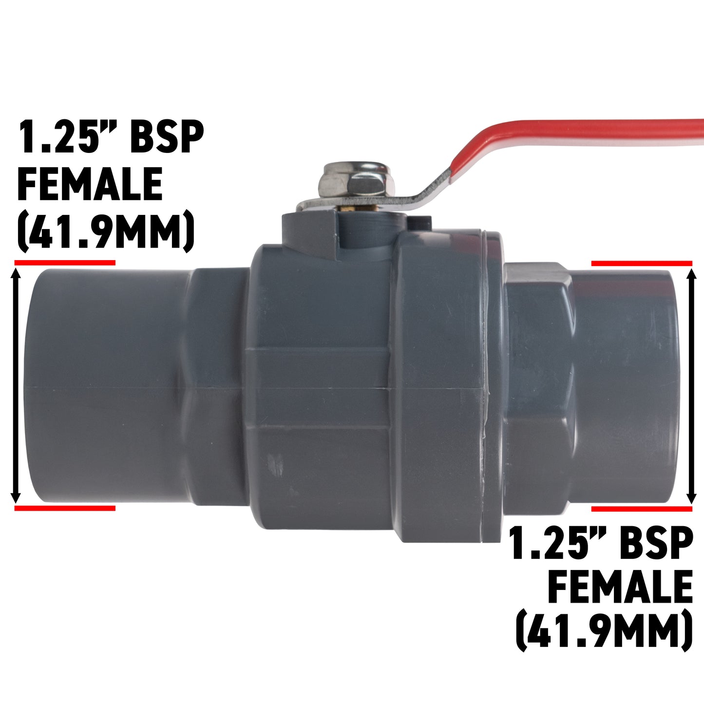 Polypropylene Lever Valve with Stainless Steel Ball, 1.25"