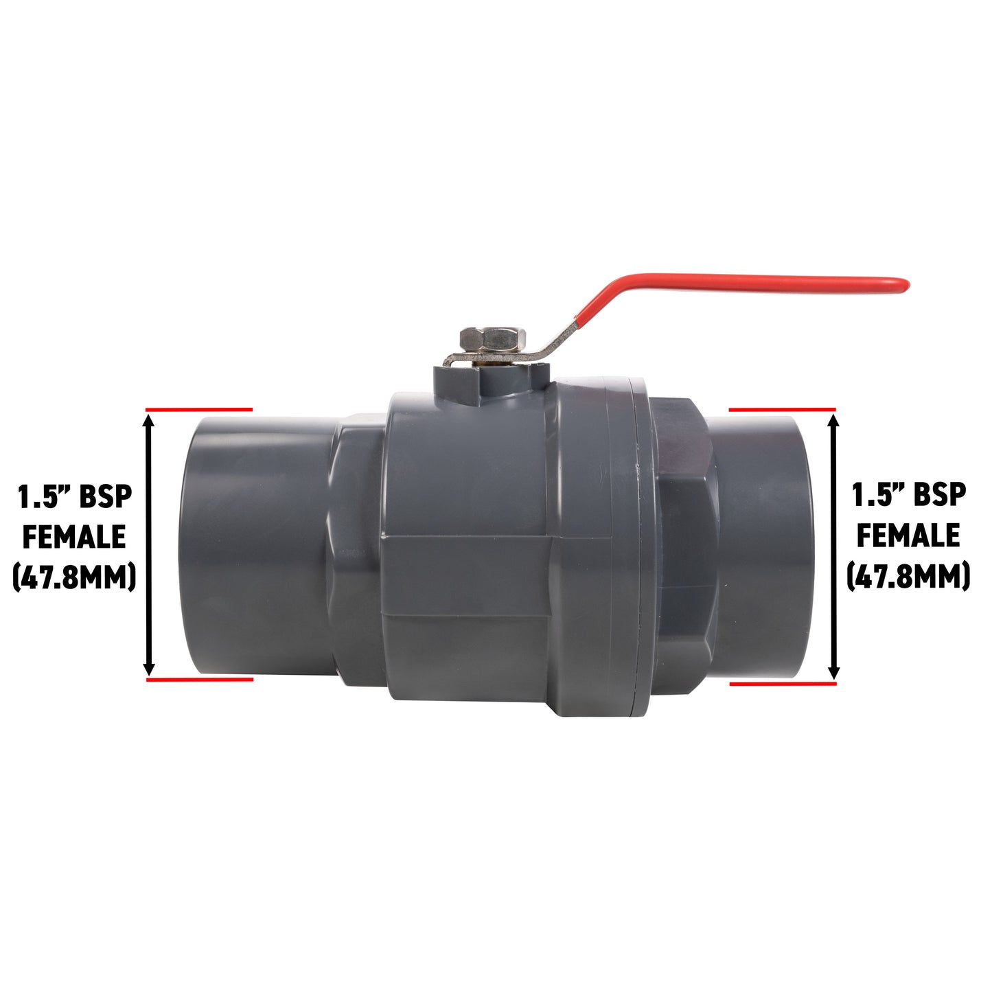 Polypropylene Lever Valve with Stainless Steel Ball, 1.5"