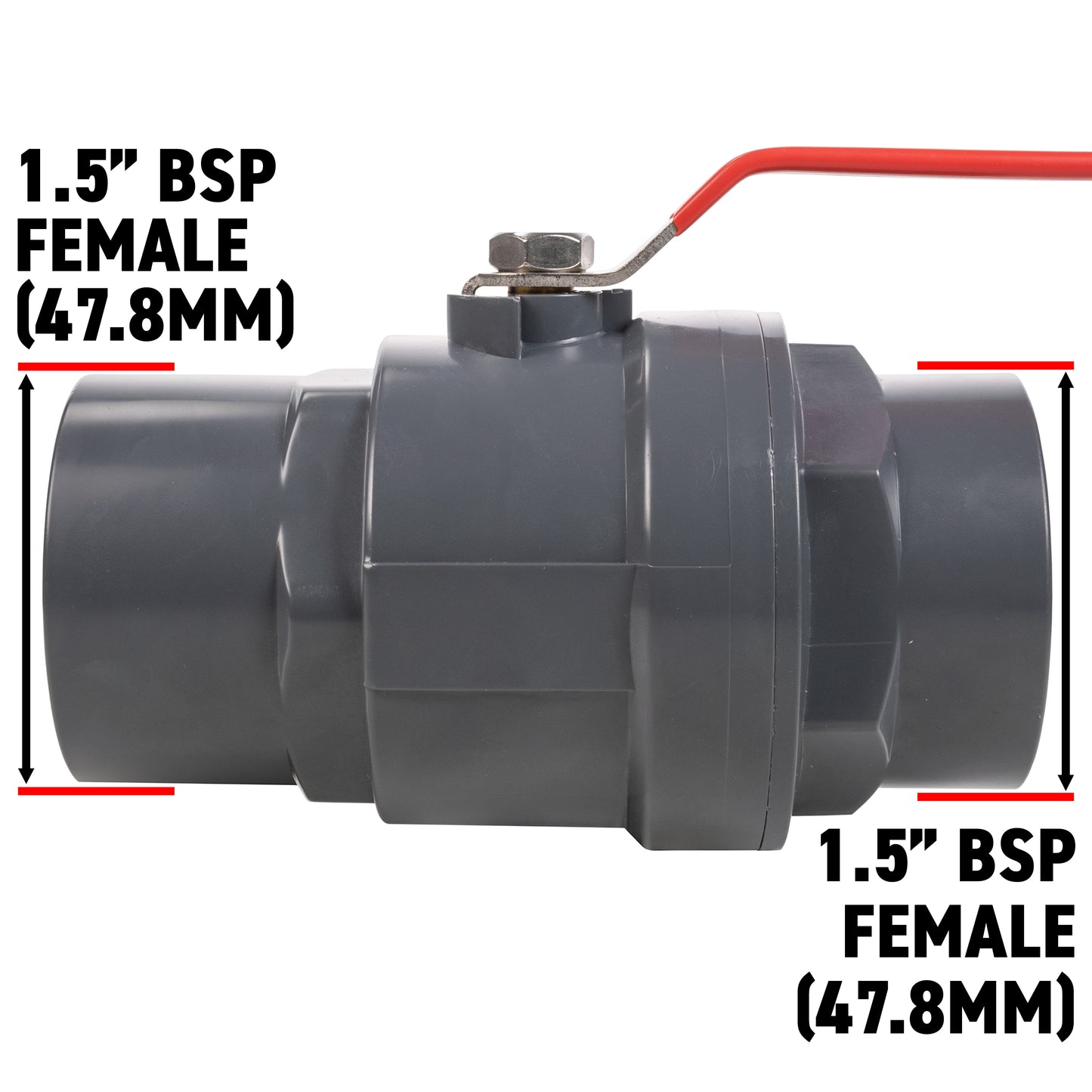 Polypropylene Lever Valve with Stainless Steel Ball, 1.5"