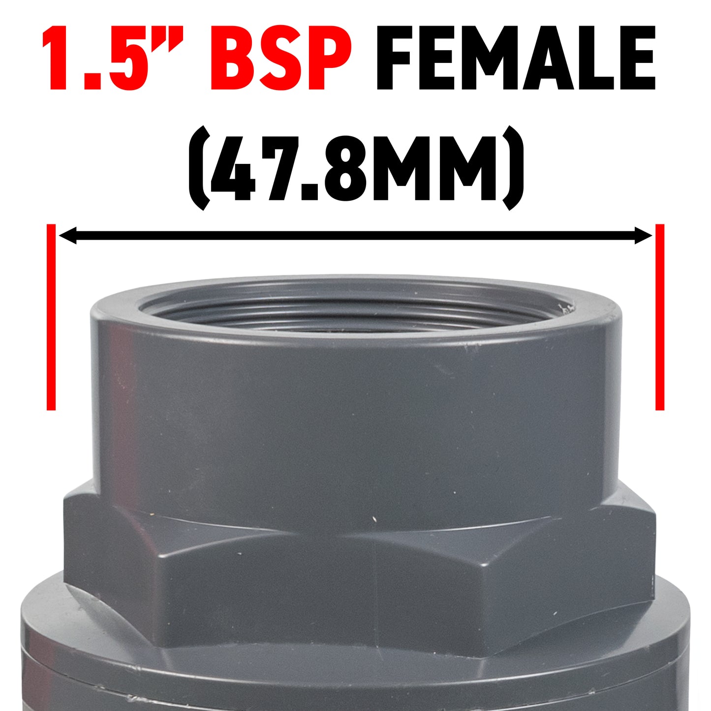 Polypropylene Lever Valve with Stainless Steel Ball, 1.5"