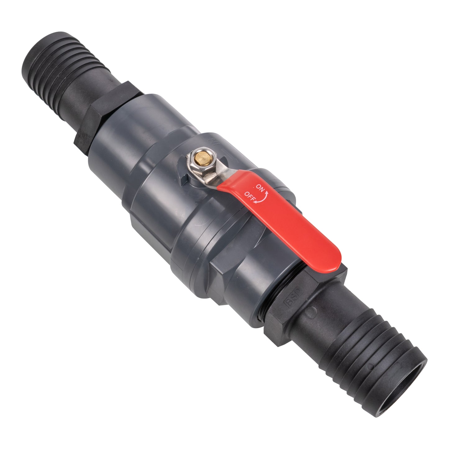 Stainless Steel Ball PP Valve & Barbed Outlet, 1.5"