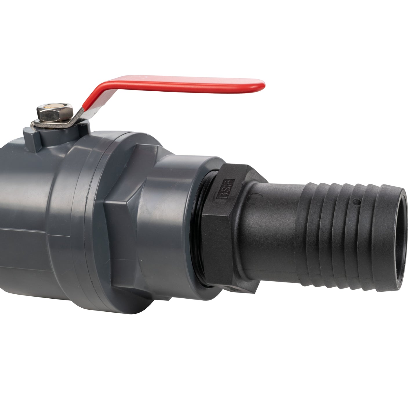 Stainless Steel Ball PP Valve & Barbed Outlet, 1.5"