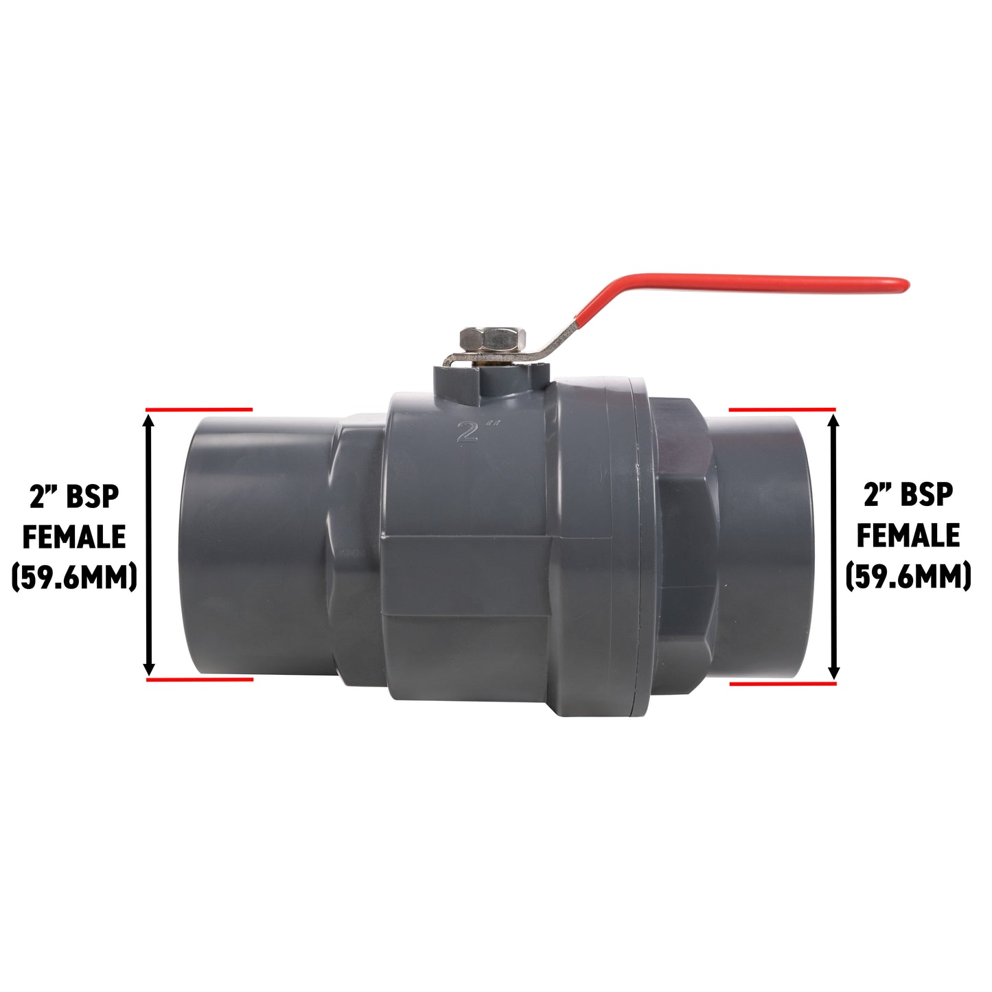 Polypropylene Lever Valve with Stainless Steel Ball, 2"