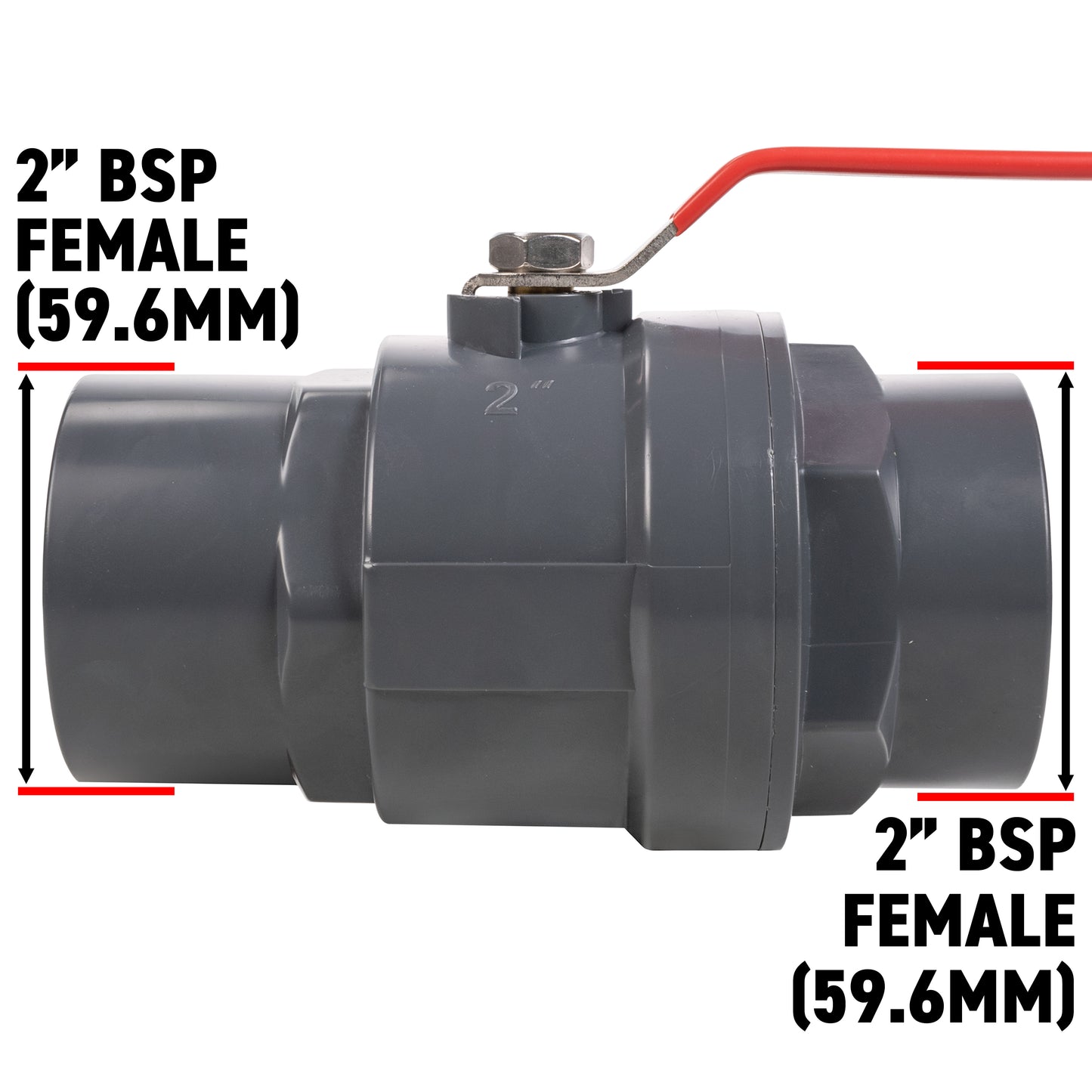 Polypropylene Lever Valve with Stainless Steel Ball, 2"