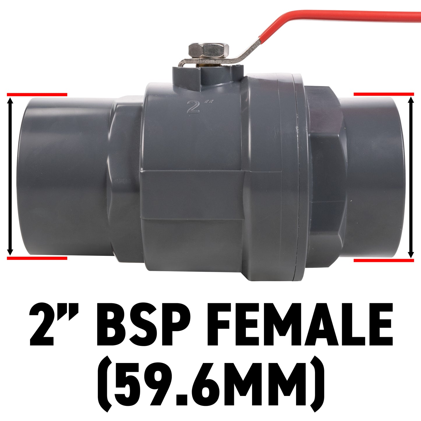 Polypropylene Lever Valve with Stainless Steel Ball, 2"