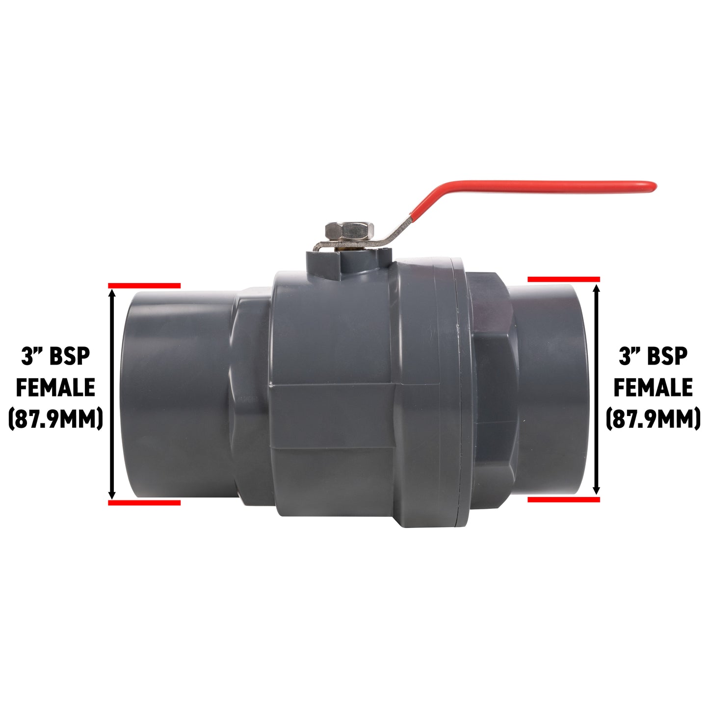 Polypropylene Lever Valve with Stainless Steel Ball, 3"