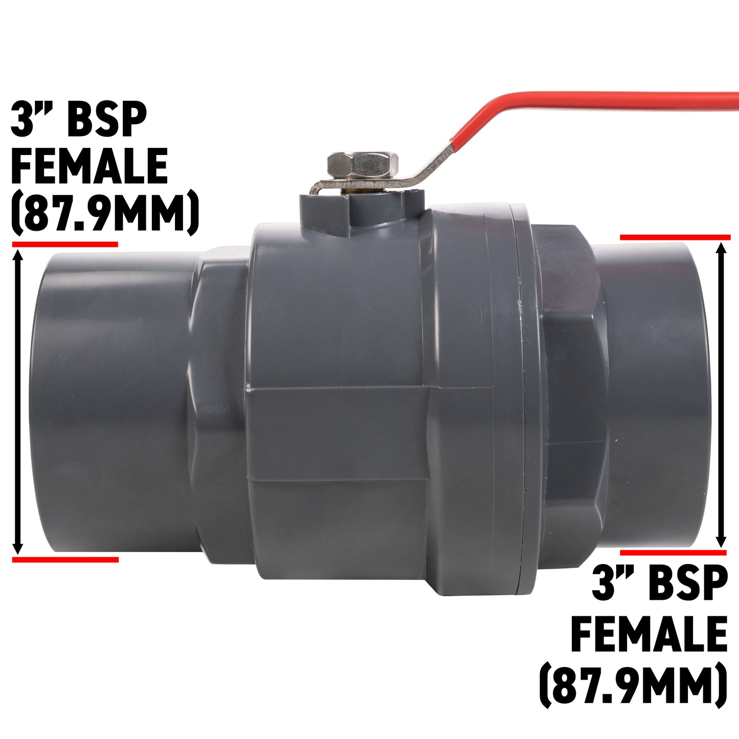 Polypropylene Lever Valve with Stainless Steel Ball, 3"