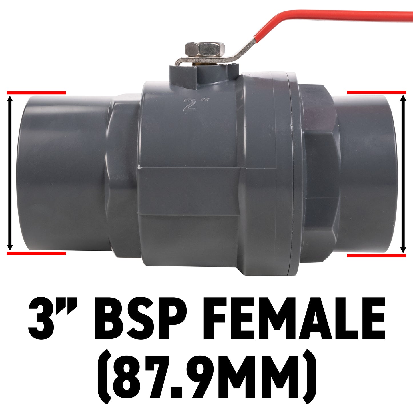 Polypropylene Lever Valve with Stainless Steel Ball, 3"