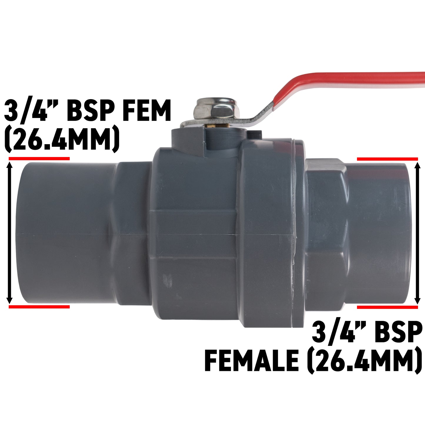 Stainless Steel Ball PP Valve & Barbed Outlet, 3/4"