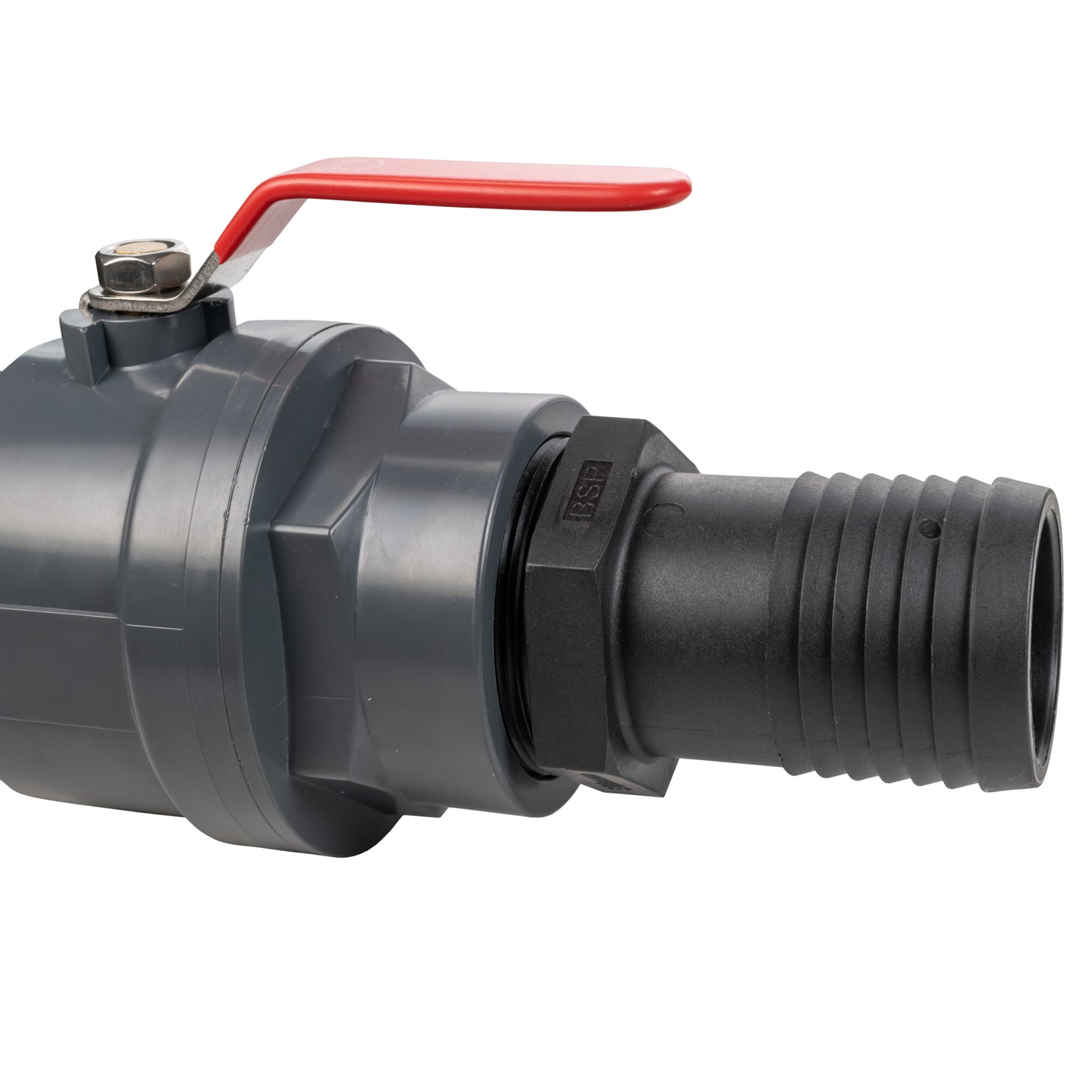 Stainless Steel Ball PP Valve & Barbed Outlet, 4"