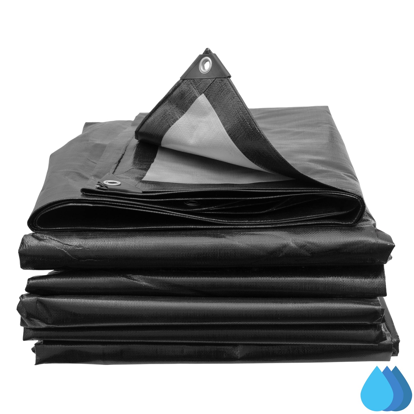 2m x 4m Black & Silver Tarpaulins, L-Grade 220 GSM