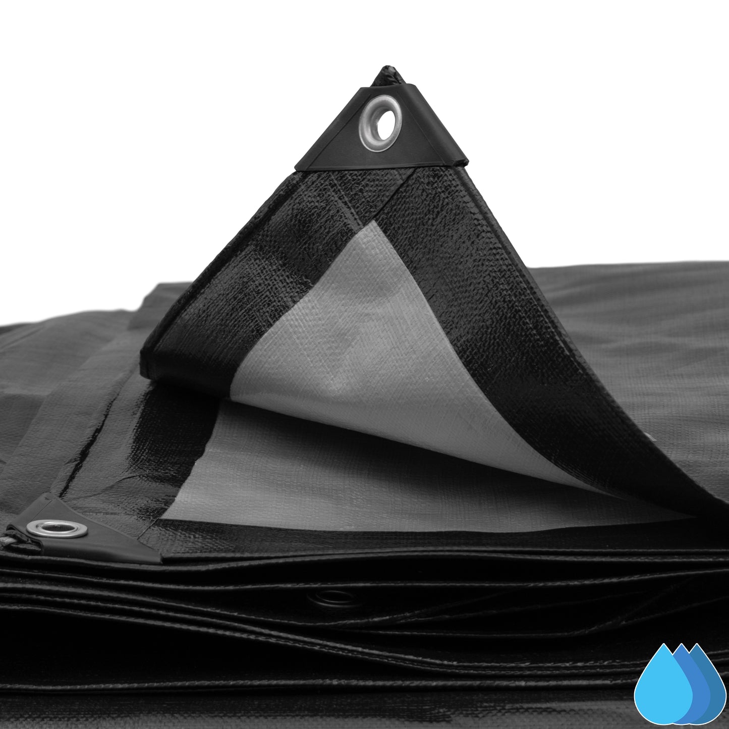 2m x 2m Black & Silver Tarpaulins, L-Grade 220 GSM