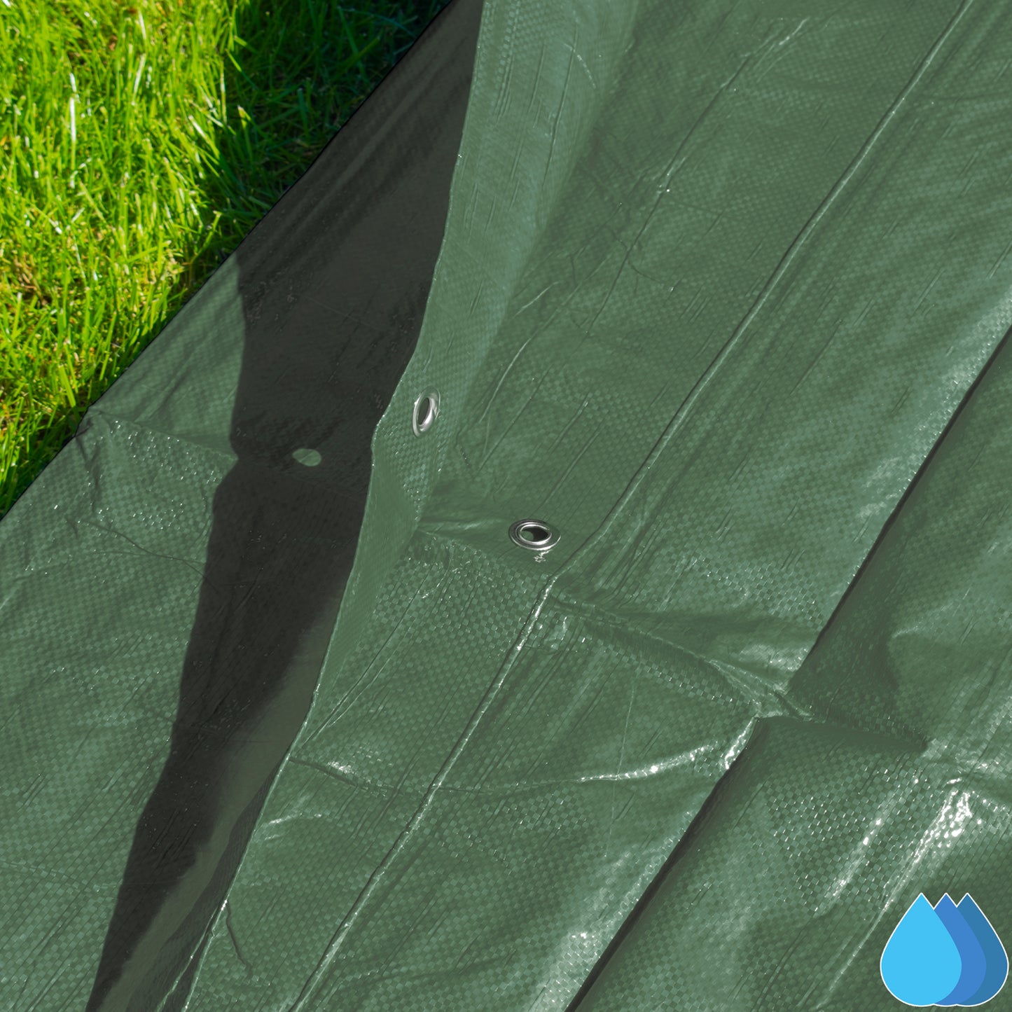 2m x 3m Green Tarpaulins, M-Grade 90 GSM