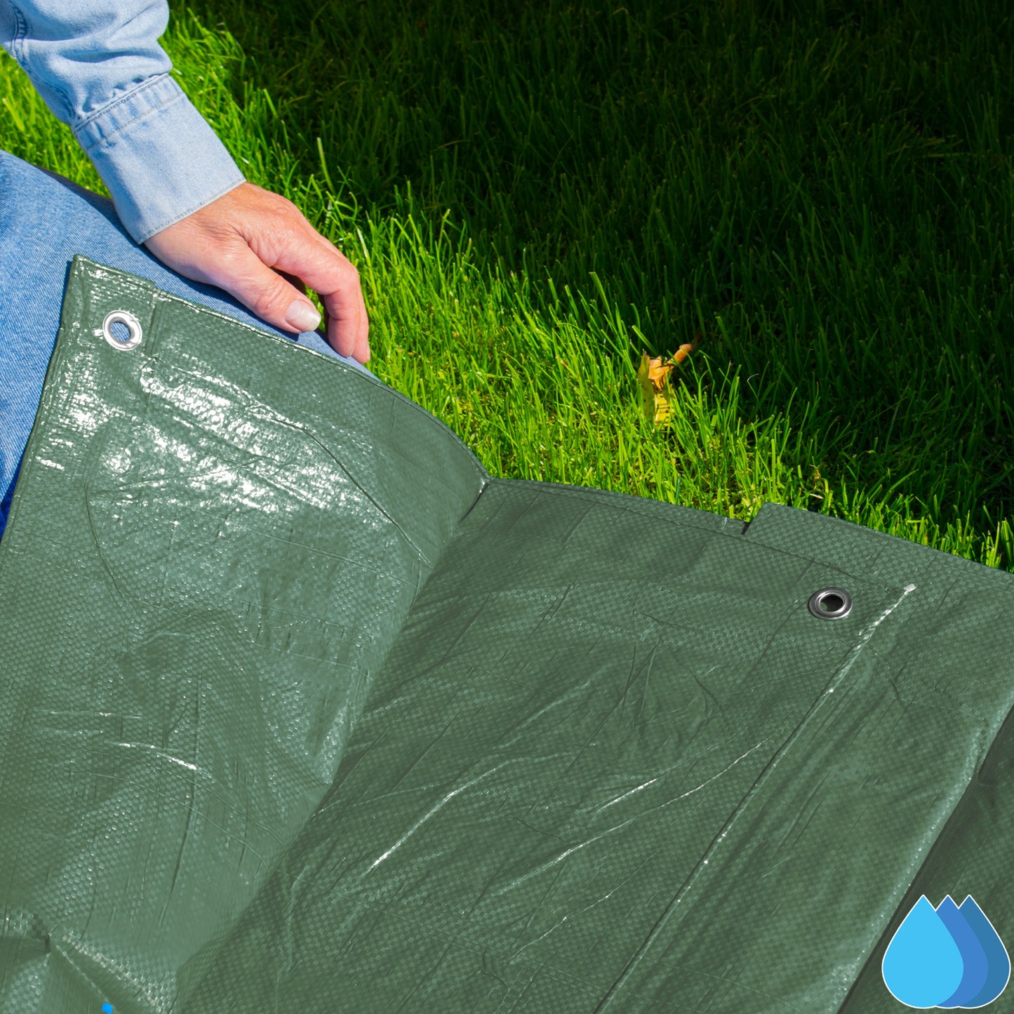2m x 3m Green Tarpaulins, M-Grade 90 GSM