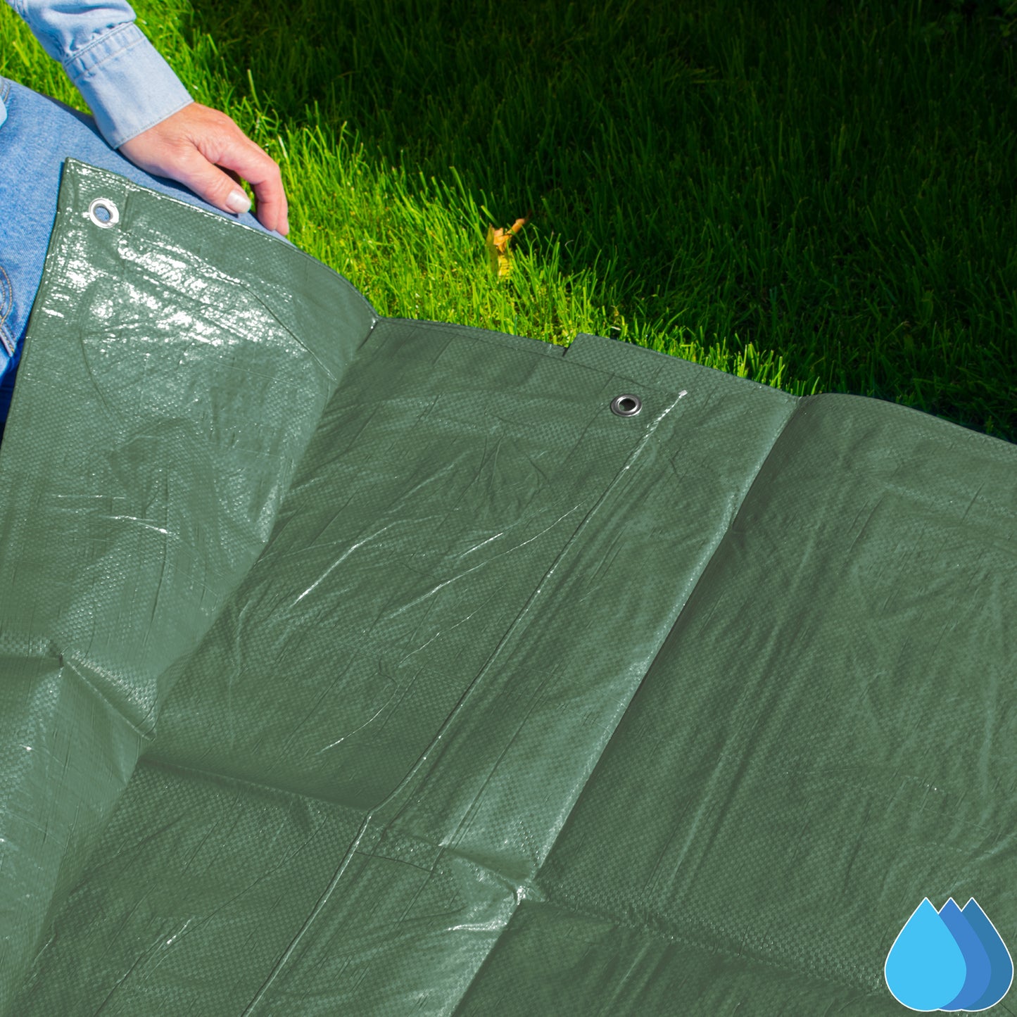 2m x 3m Green Tarpaulins, M-Grade 90 GSM