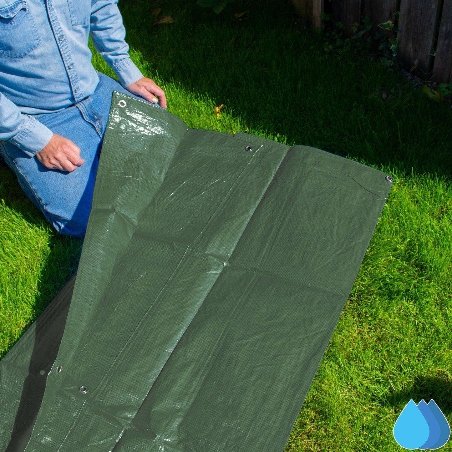 2m x 3m Green Tarpaulins, M-Grade 90 GSM