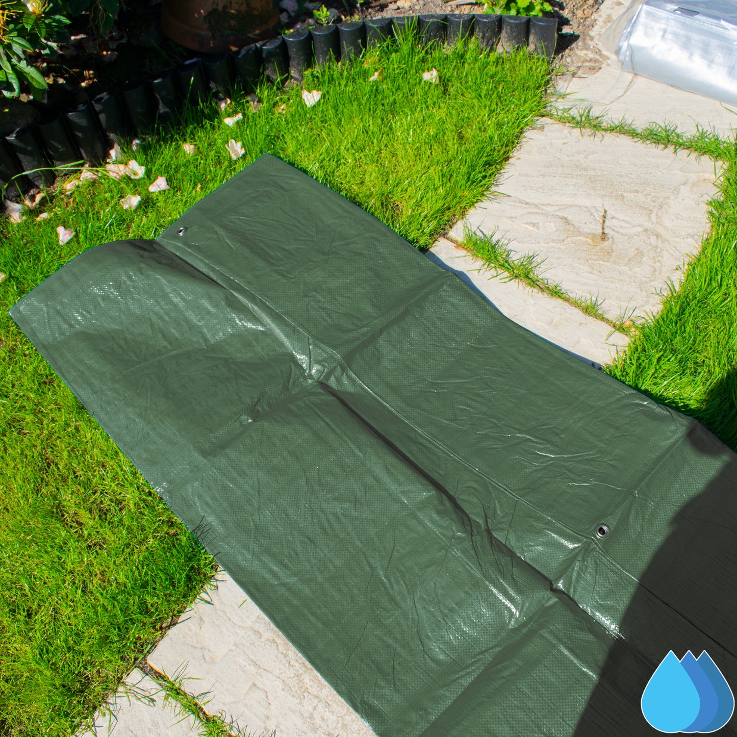 2m x 3m Green Tarpaulins, M-Grade 90 GSM